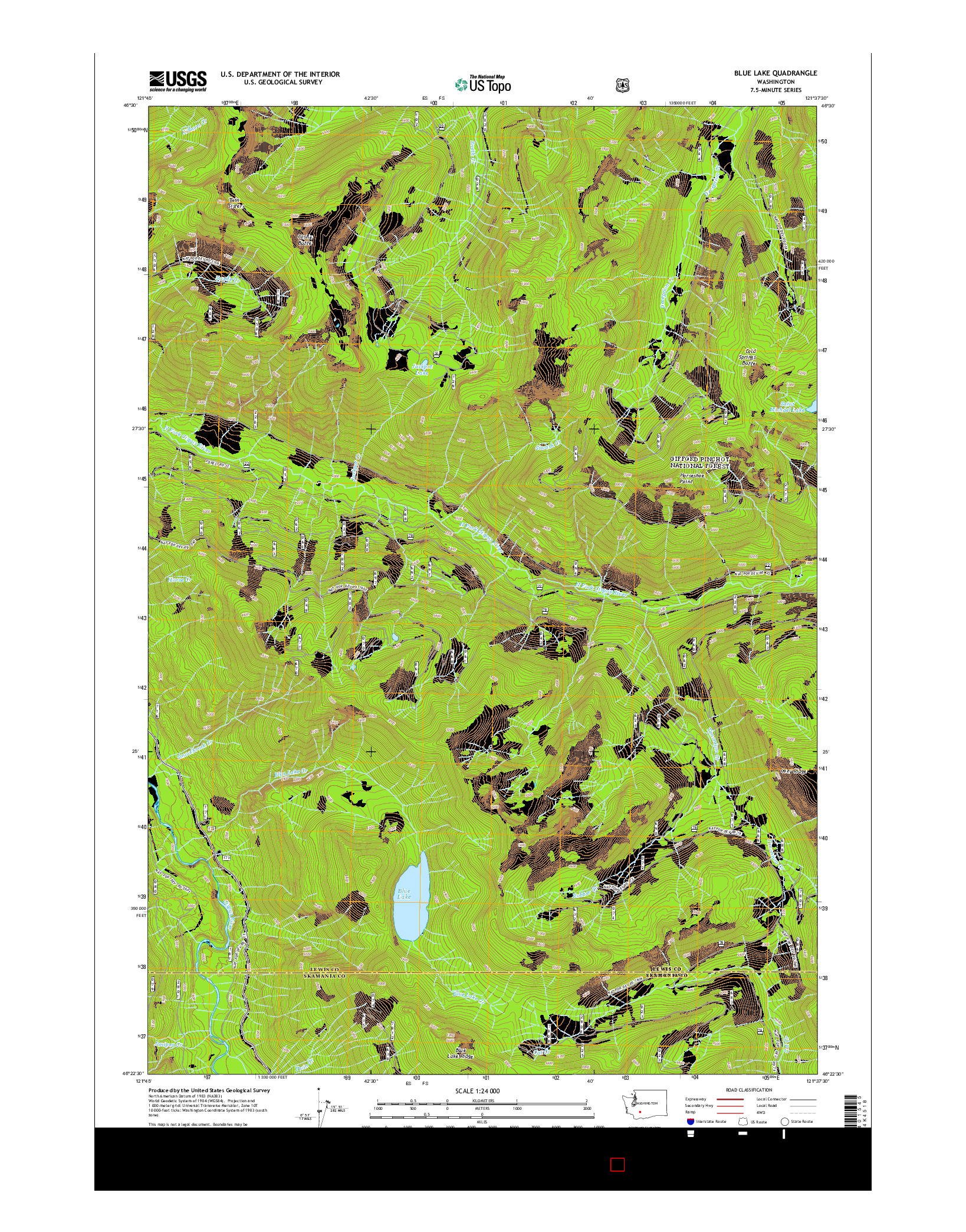 USGS US TOPO 7.5-MINUTE MAP FOR BLUE LAKE, WA 2014