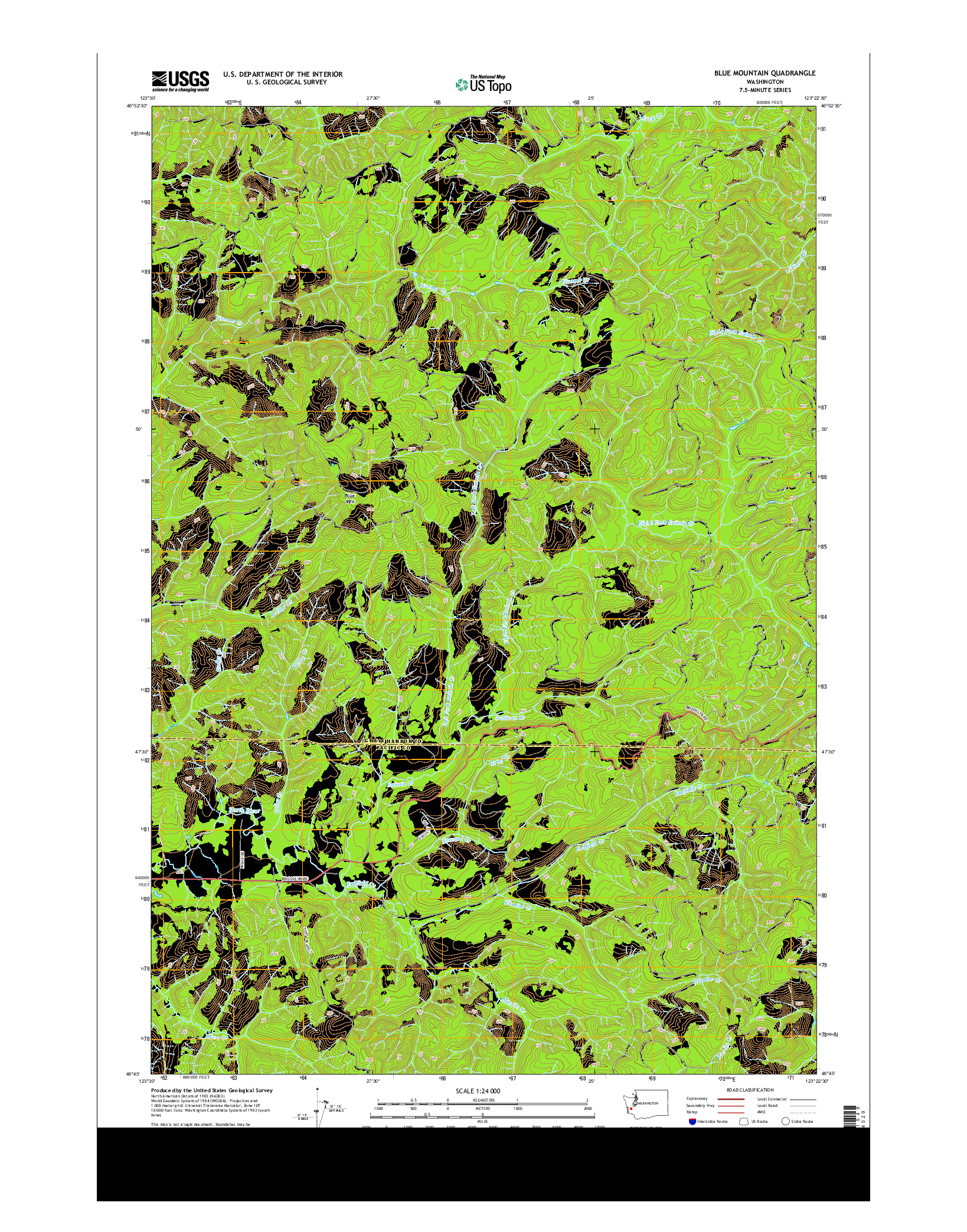 USGS US TOPO 7.5-MINUTE MAP FOR BLUE MOUNTAIN, WA 2014