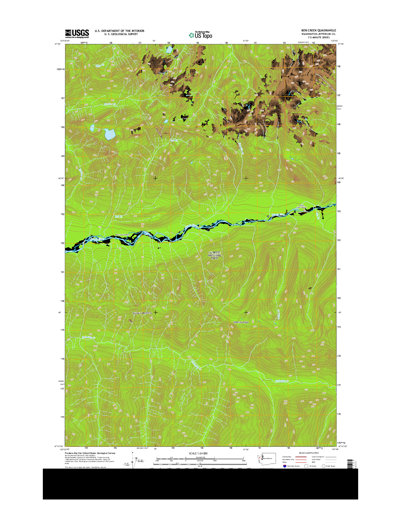 USGS US TOPO 7.5-MINUTE MAP FOR BOB CREEK, WA 2014