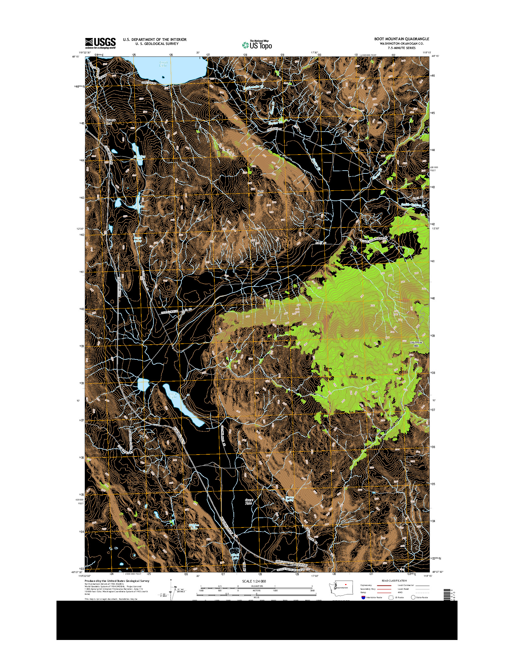 USGS US TOPO 7.5-MINUTE MAP FOR BOOT MOUNTAIN, WA 2014