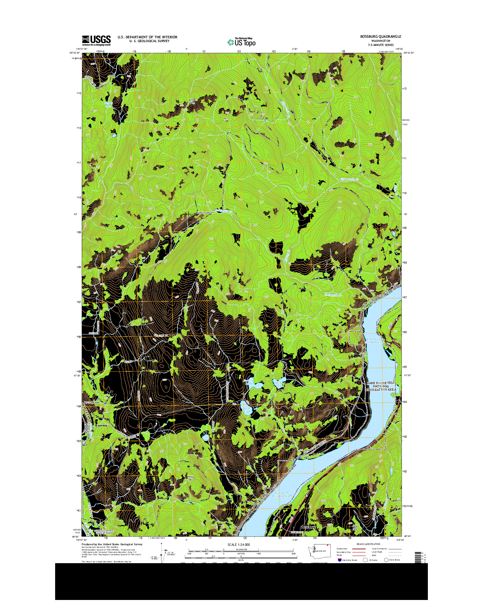 USGS US TOPO 7.5-MINUTE MAP FOR BOSSBURG, WA 2014
