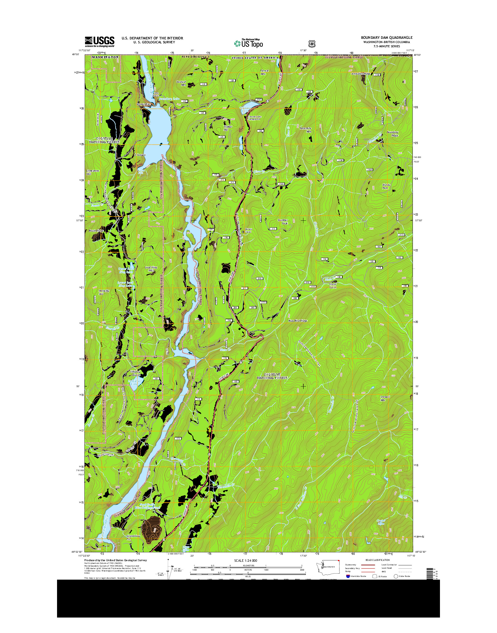 USGS US TOPO 7.5-MINUTE MAP FOR BOUNDARY DAM, WA-BC 2014