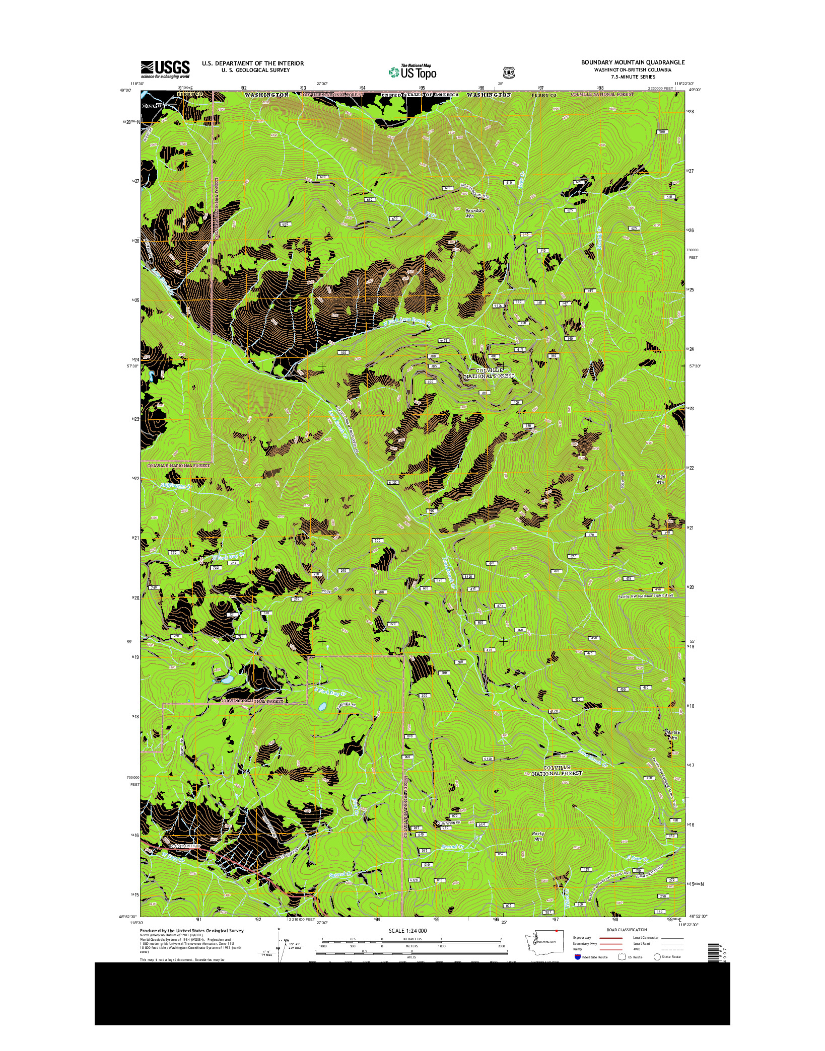 USGS US TOPO 7.5-MINUTE MAP FOR BOUNDARY MOUNTAIN, WA-BC 2014