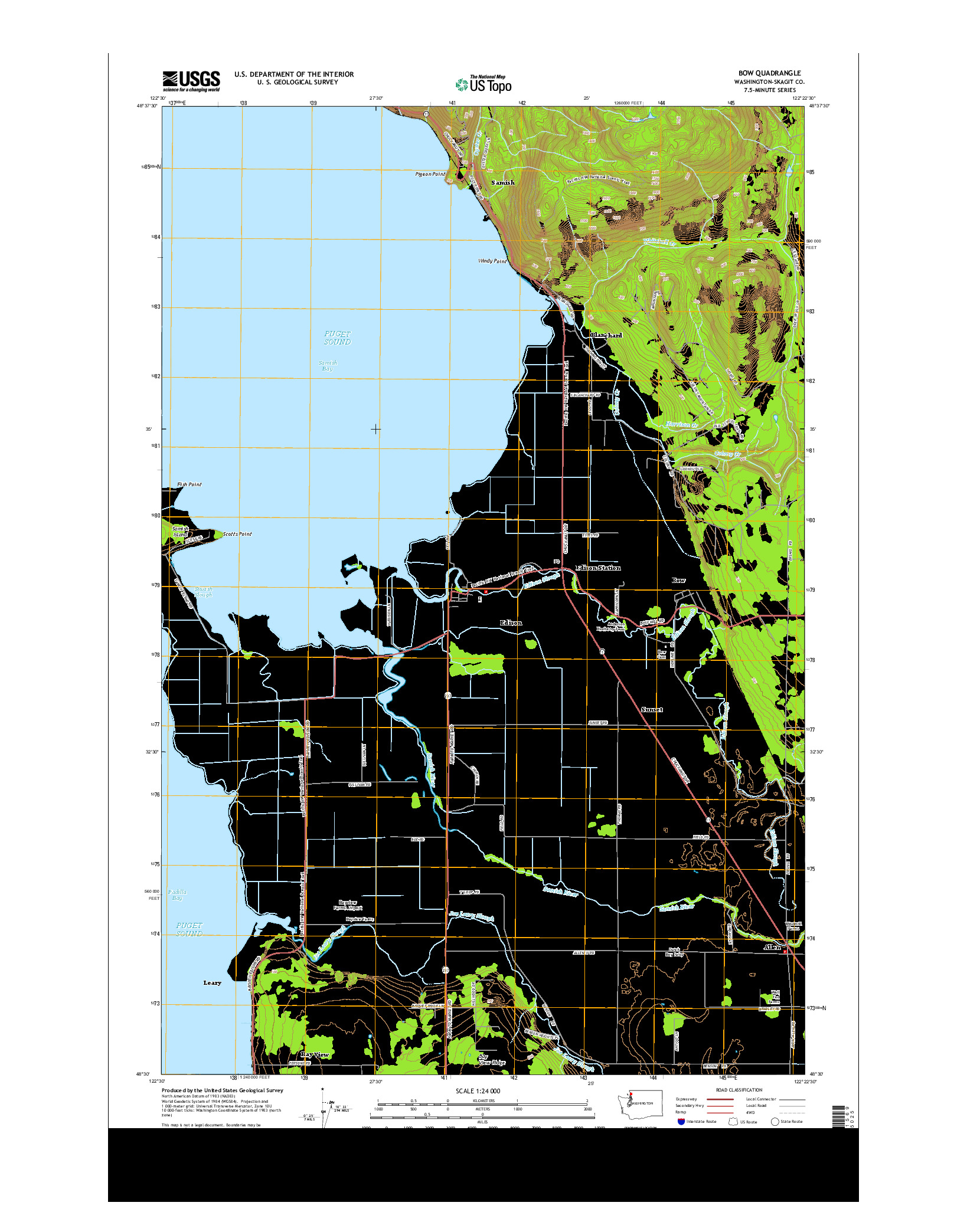 USGS US TOPO 7.5-MINUTE MAP FOR BOW, WA 2014