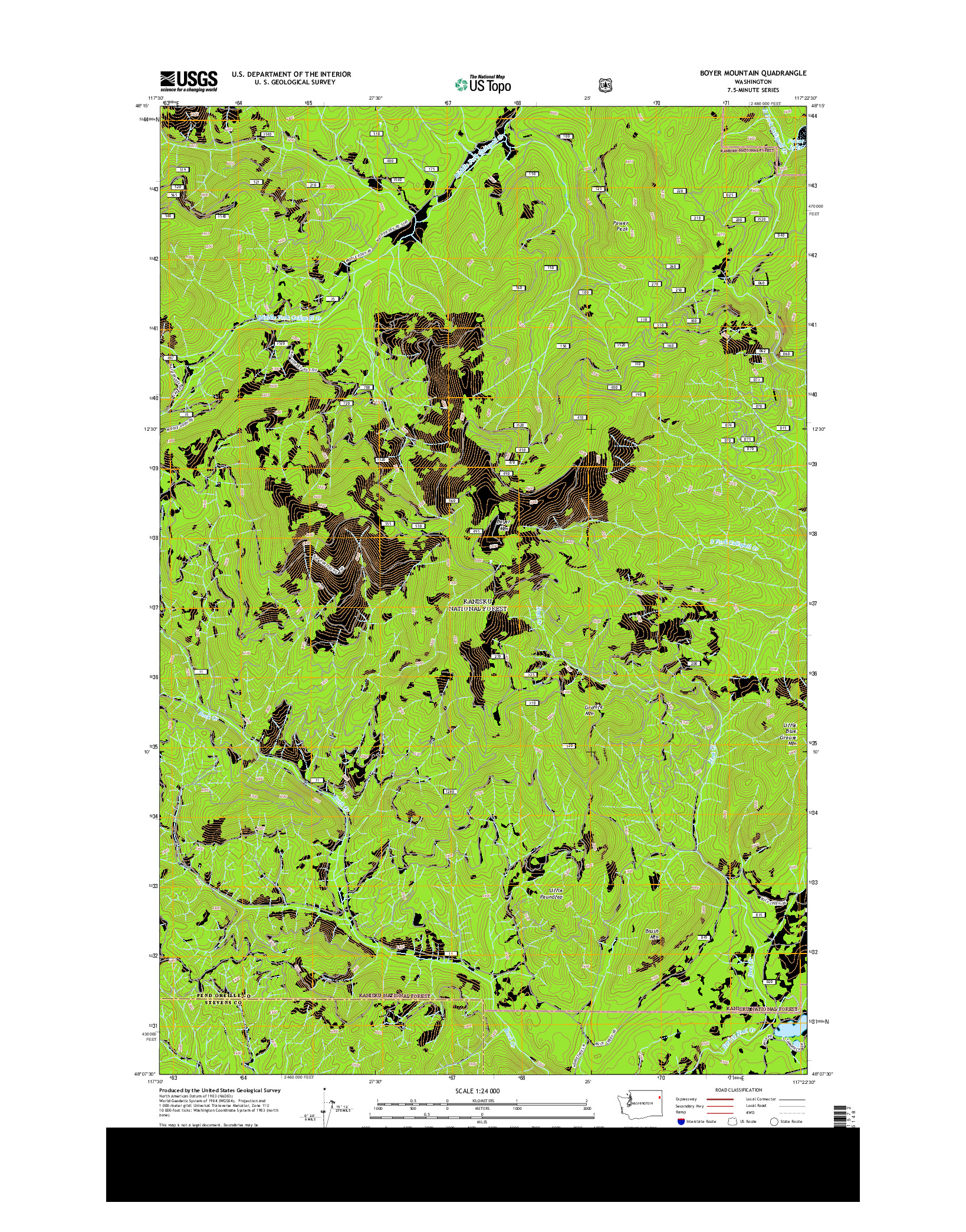 USGS US TOPO 7.5-MINUTE MAP FOR BOYER MOUNTAIN, WA 2014