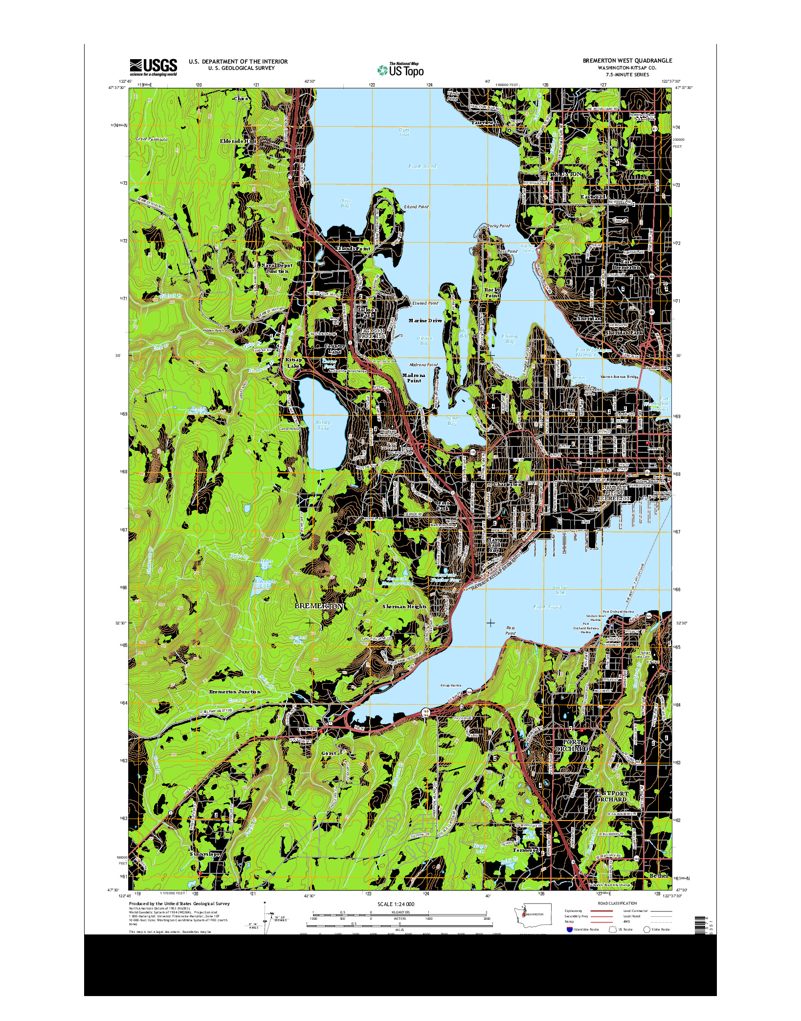 USGS US TOPO 7.5-MINUTE MAP FOR BREMERTON WEST, WA 2014