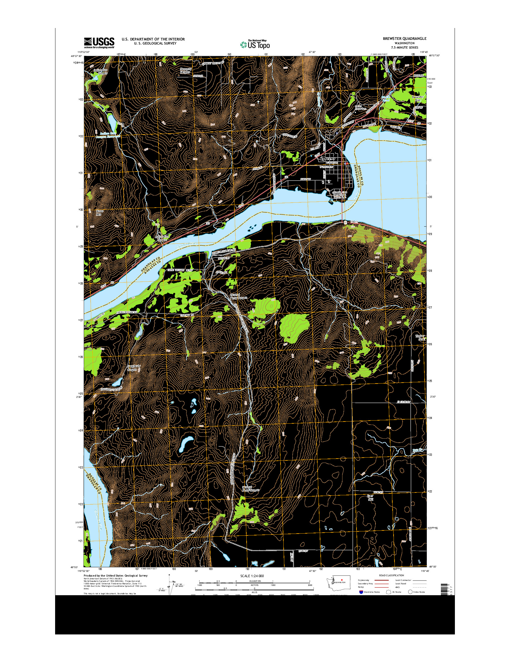 USGS US TOPO 7.5-MINUTE MAP FOR BREWSTER, WA 2014