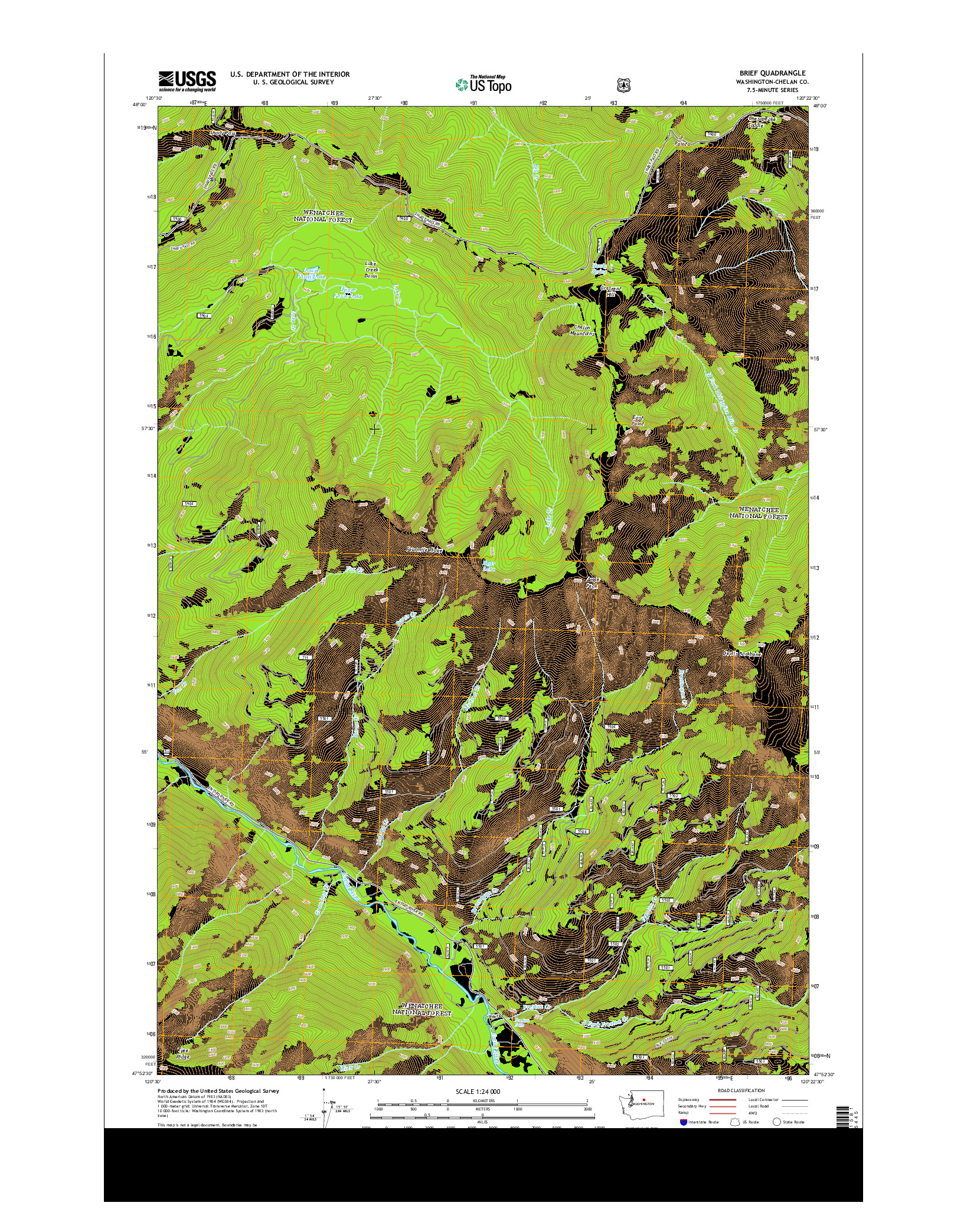 USGS US TOPO 7.5-MINUTE MAP FOR BRIEF, WA 2014