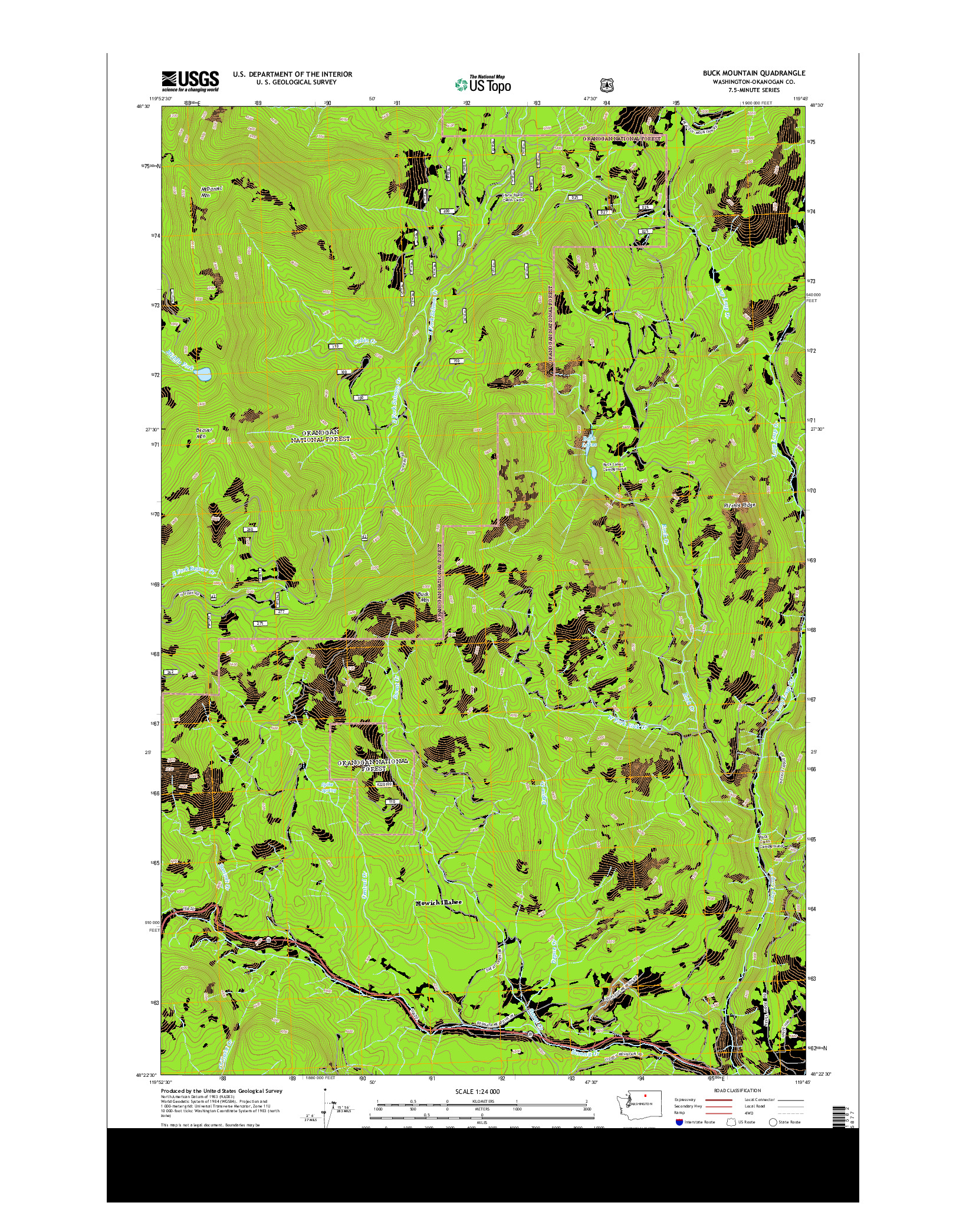 USGS US TOPO 7.5-MINUTE MAP FOR BUCK MOUNTAIN, WA 2014