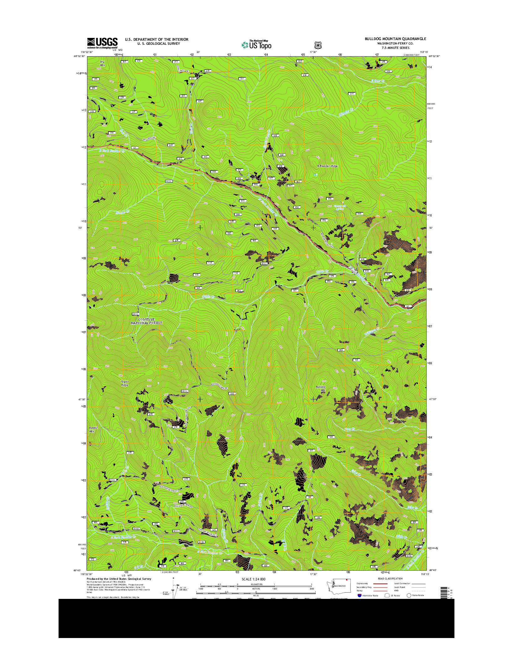 USGS US TOPO 7.5-MINUTE MAP FOR BULLDOG MOUNTAIN, WA 2014