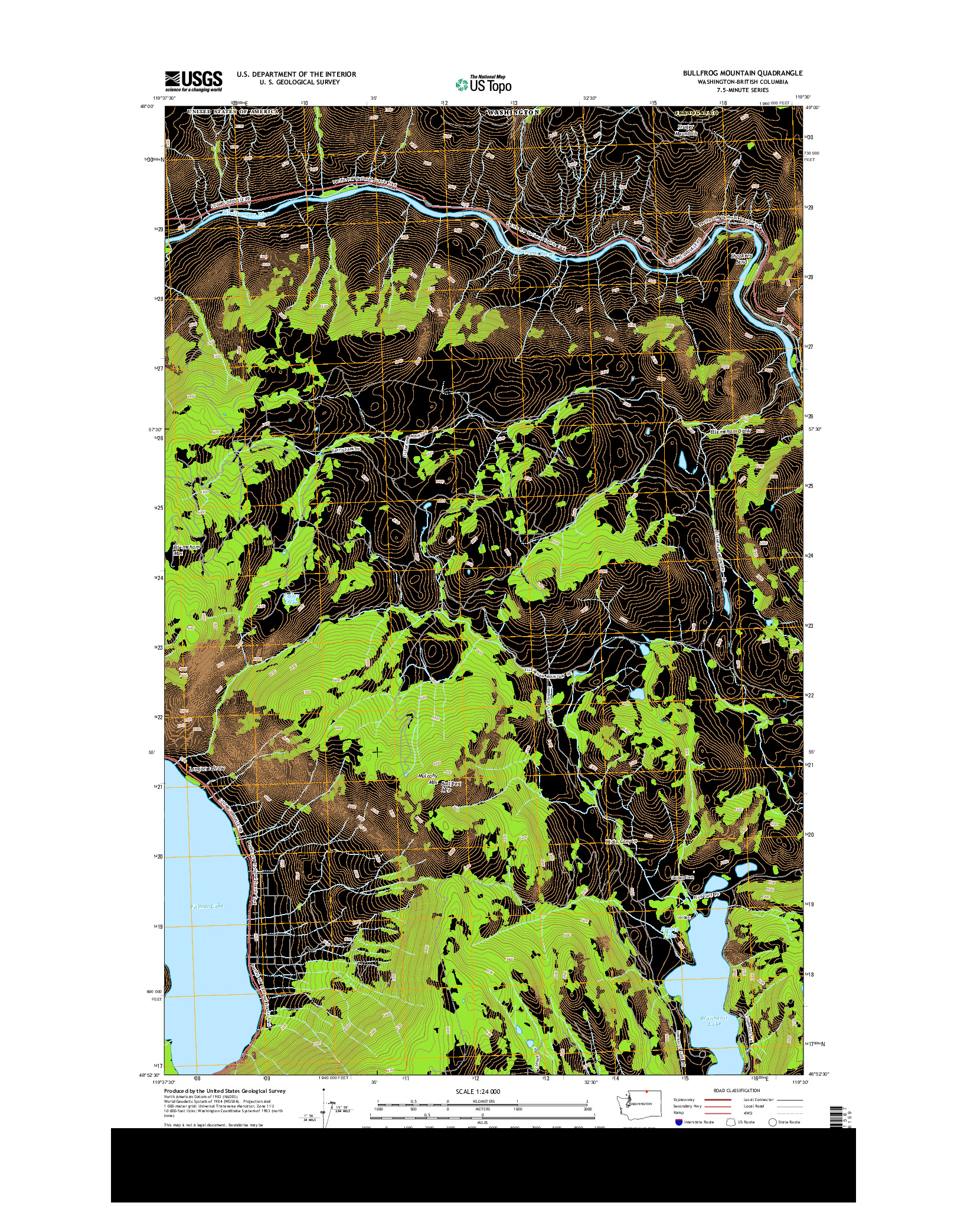 USGS US TOPO 7.5-MINUTE MAP FOR BULLFROG MOUNTAIN, WA-BC 2014