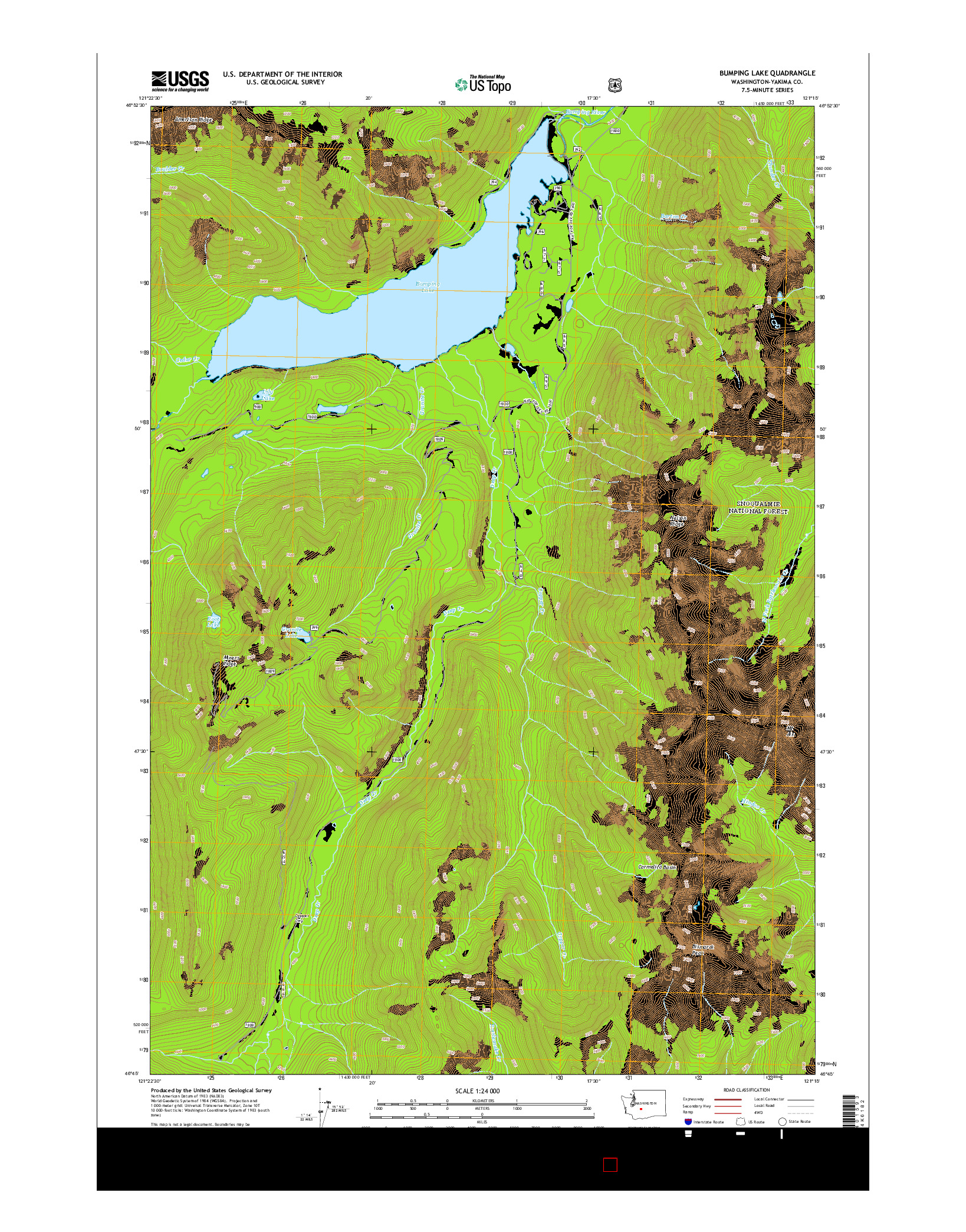 USGS US TOPO 7.5-MINUTE MAP FOR BUMPING LAKE, WA 2014