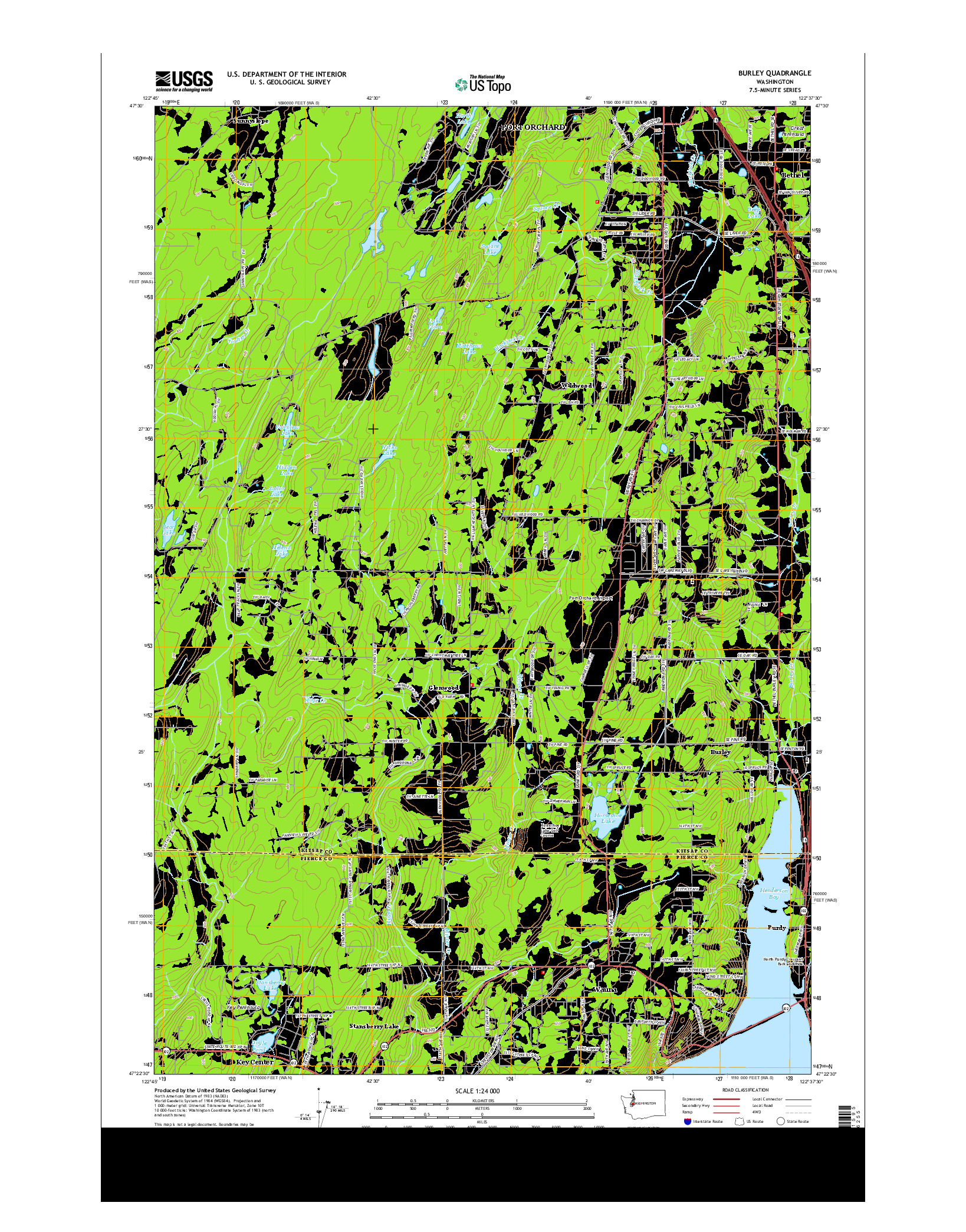 USGS US TOPO 7.5-MINUTE MAP FOR BURLEY, WA 2014