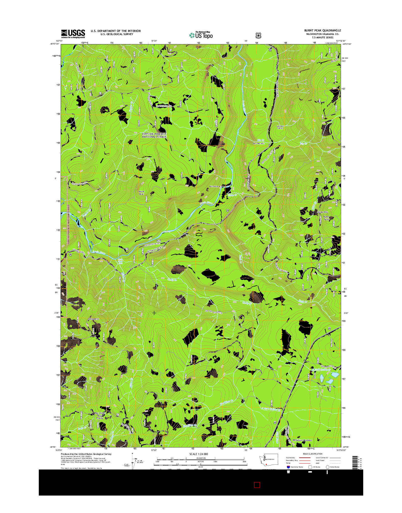 USGS US TOPO 7.5-MINUTE MAP FOR BURNT PEAK, WA 2014