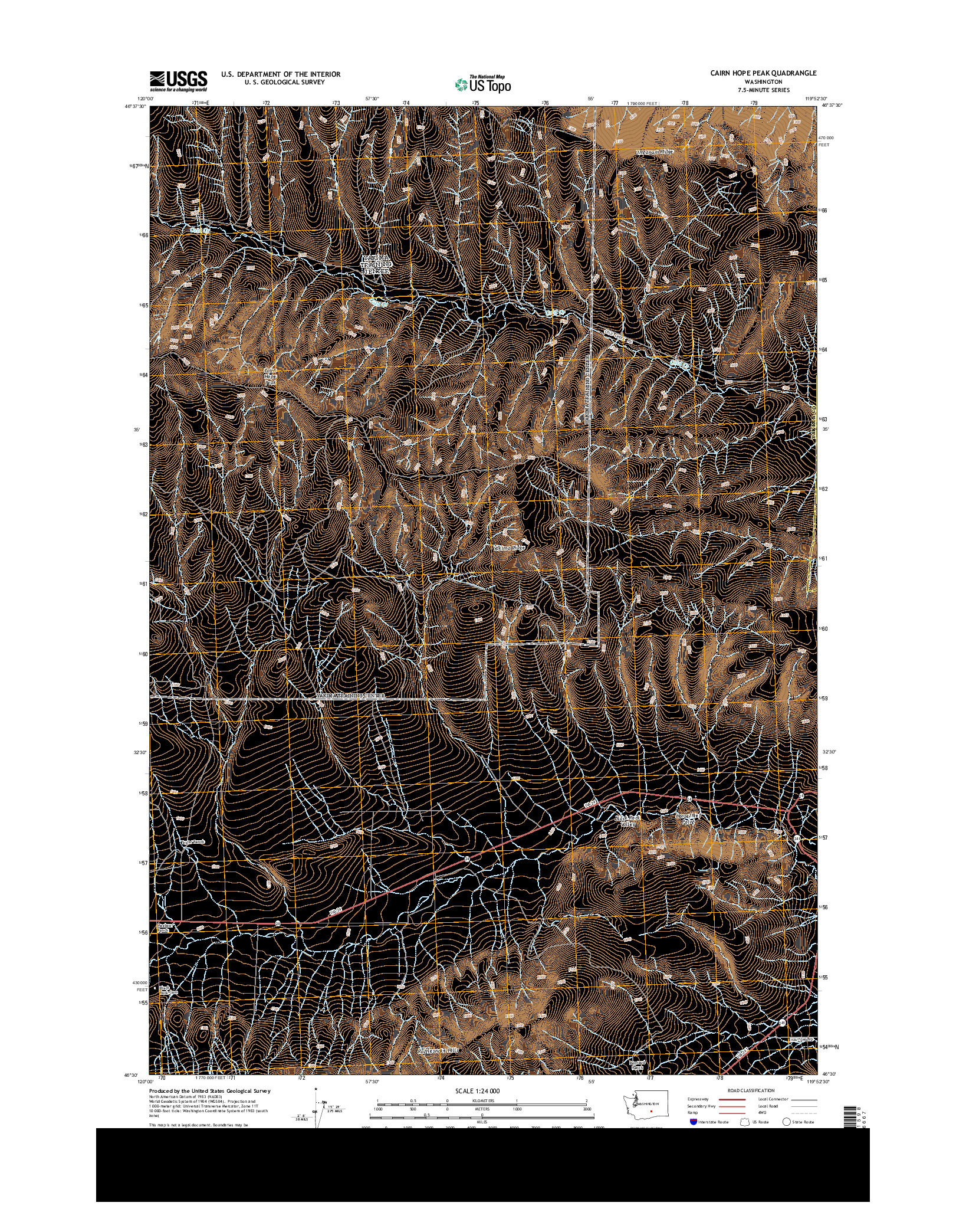 USGS US TOPO 7.5-MINUTE MAP FOR CAIRN HOPE PEAK, WA 2014