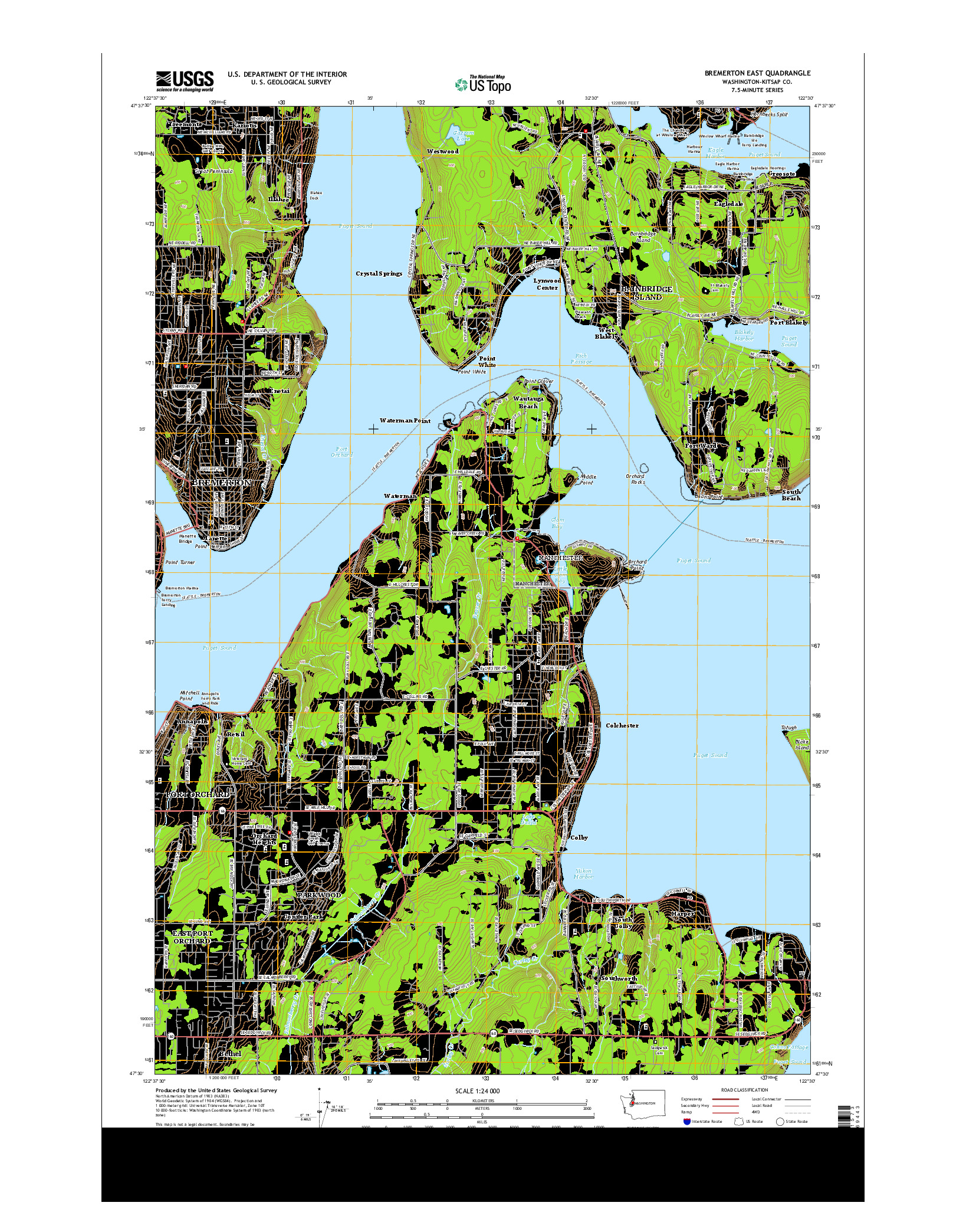 USGS US TOPO 7.5-MINUTE MAP FOR BREMERTON EAST, WA 2014