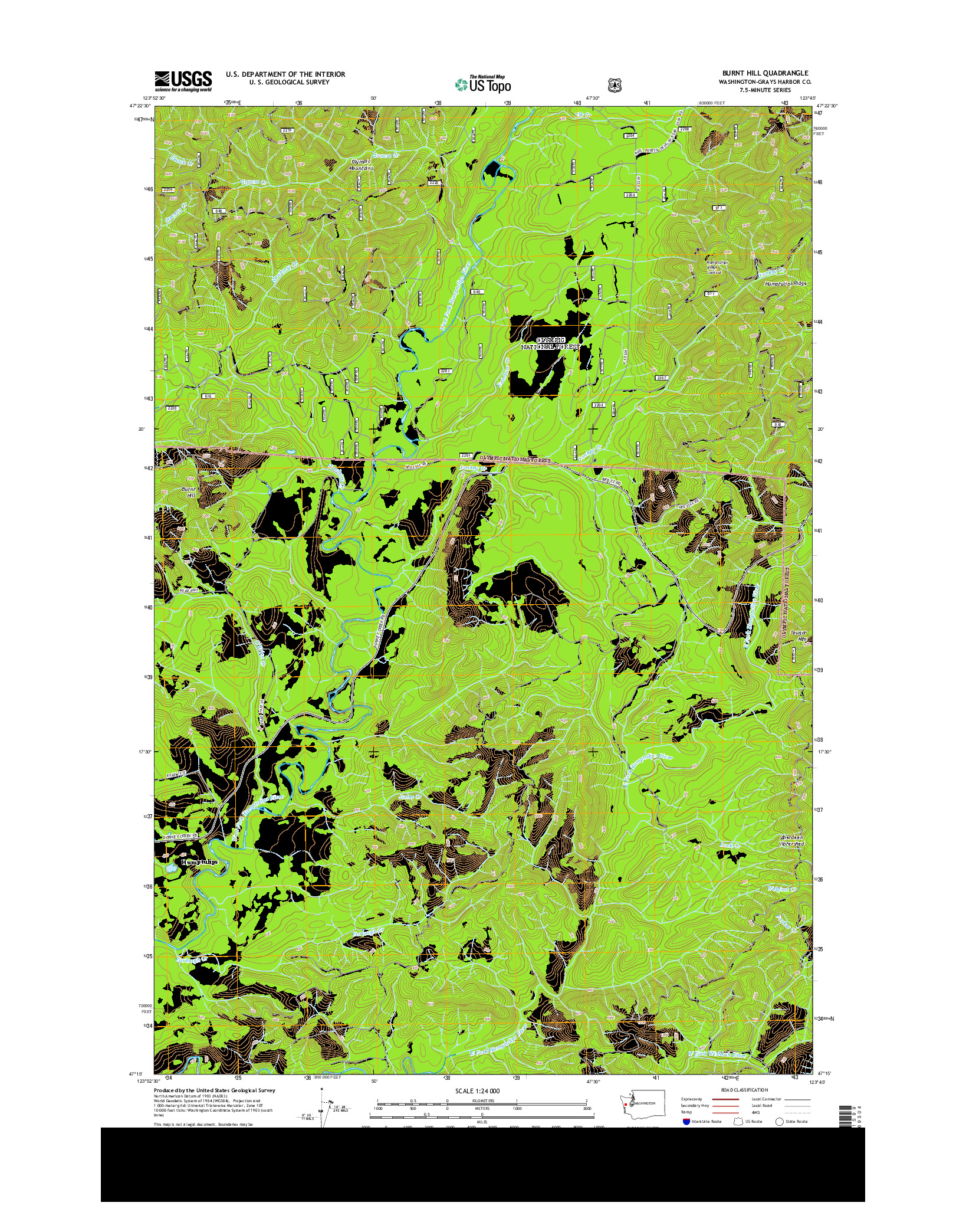 USGS US TOPO 7.5-MINUTE MAP FOR BURNT HILL, WA 2014