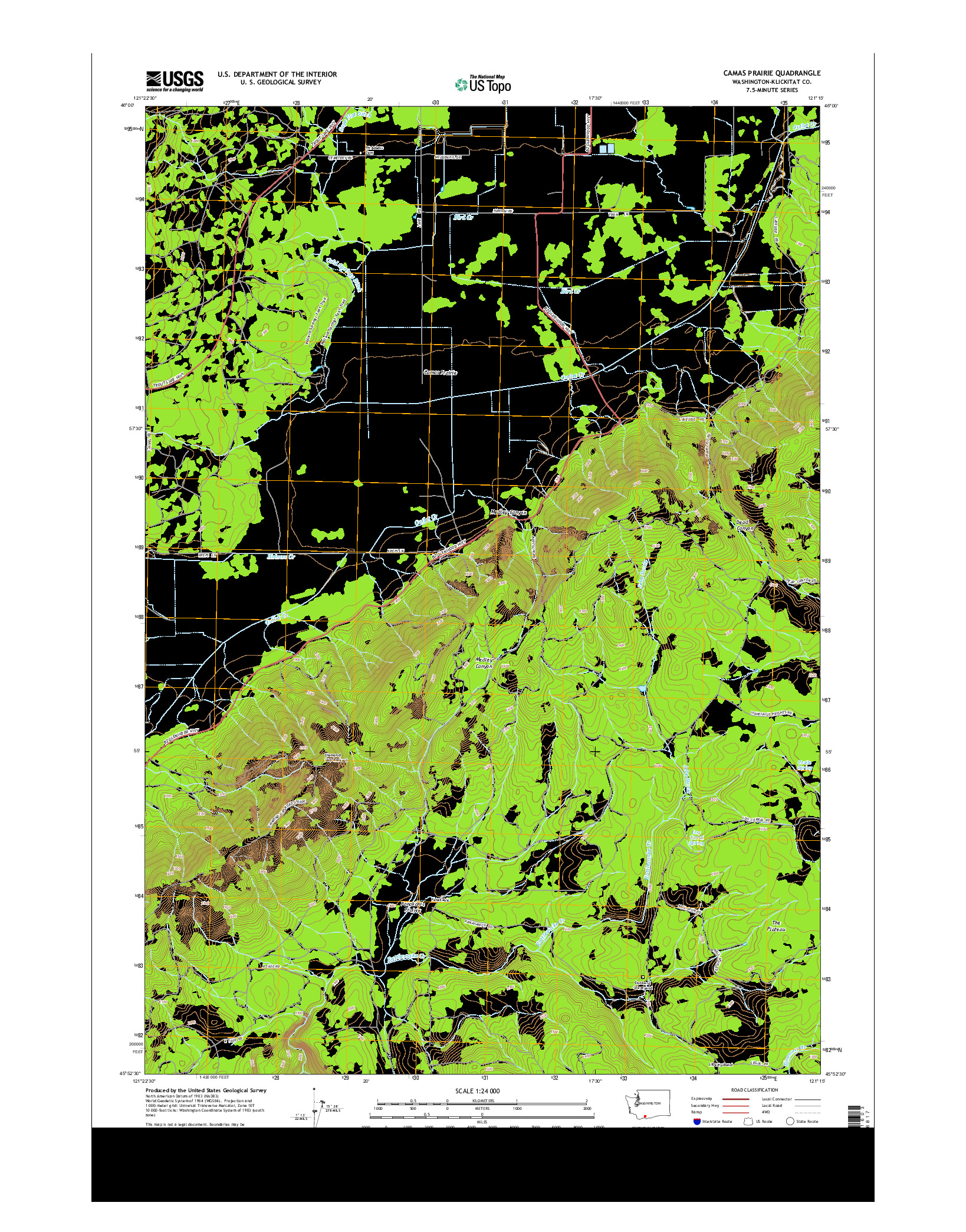 USGS US TOPO 7.5-MINUTE MAP FOR CAMAS PRAIRIE, WA 2014