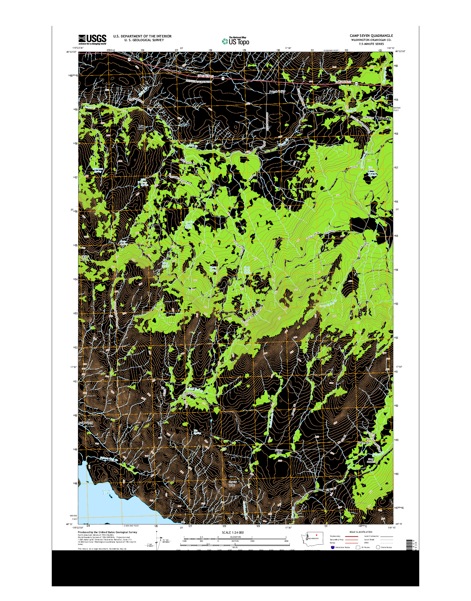 USGS US TOPO 7.5-MINUTE MAP FOR CAMP SEVEN, WA 2014