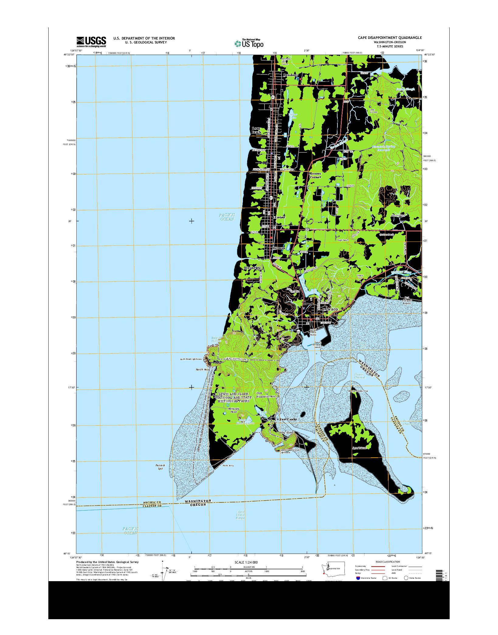 USGS US TOPO 7.5-MINUTE MAP FOR CAPE DISAPPOINTMENT, WA-OR 2014