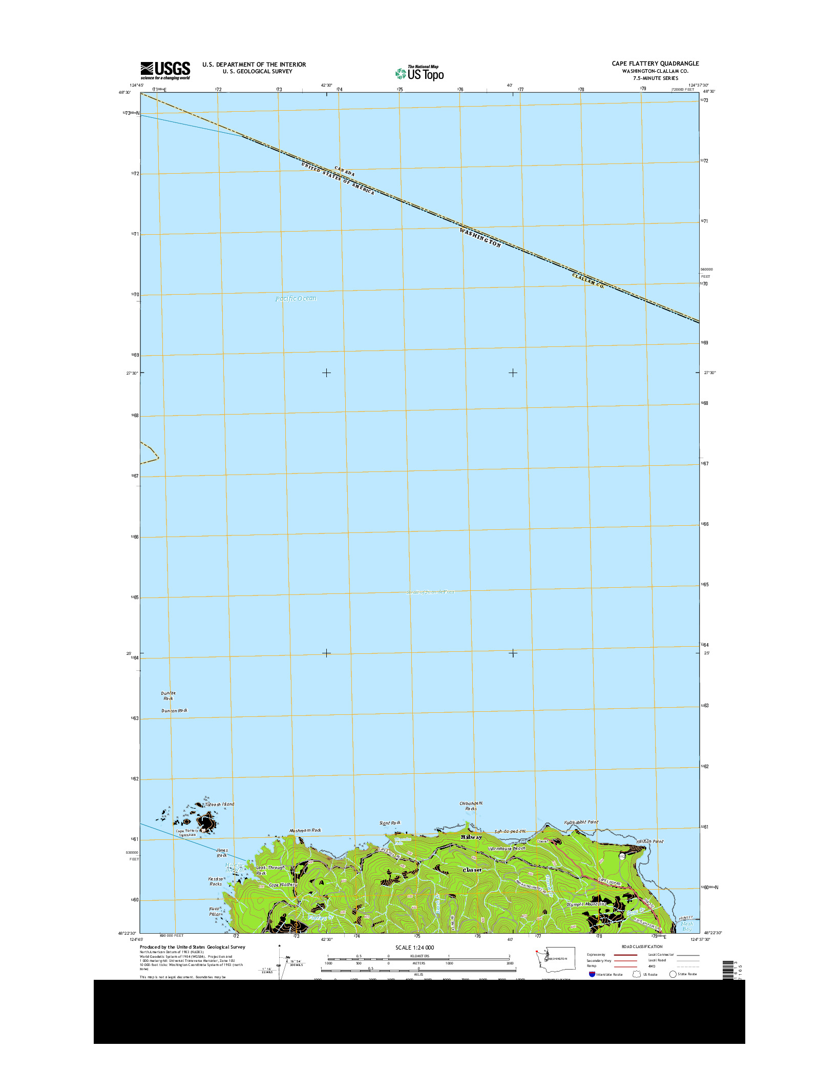USGS US TOPO 7.5-MINUTE MAP FOR CAPE FLATTERY, WA 2014