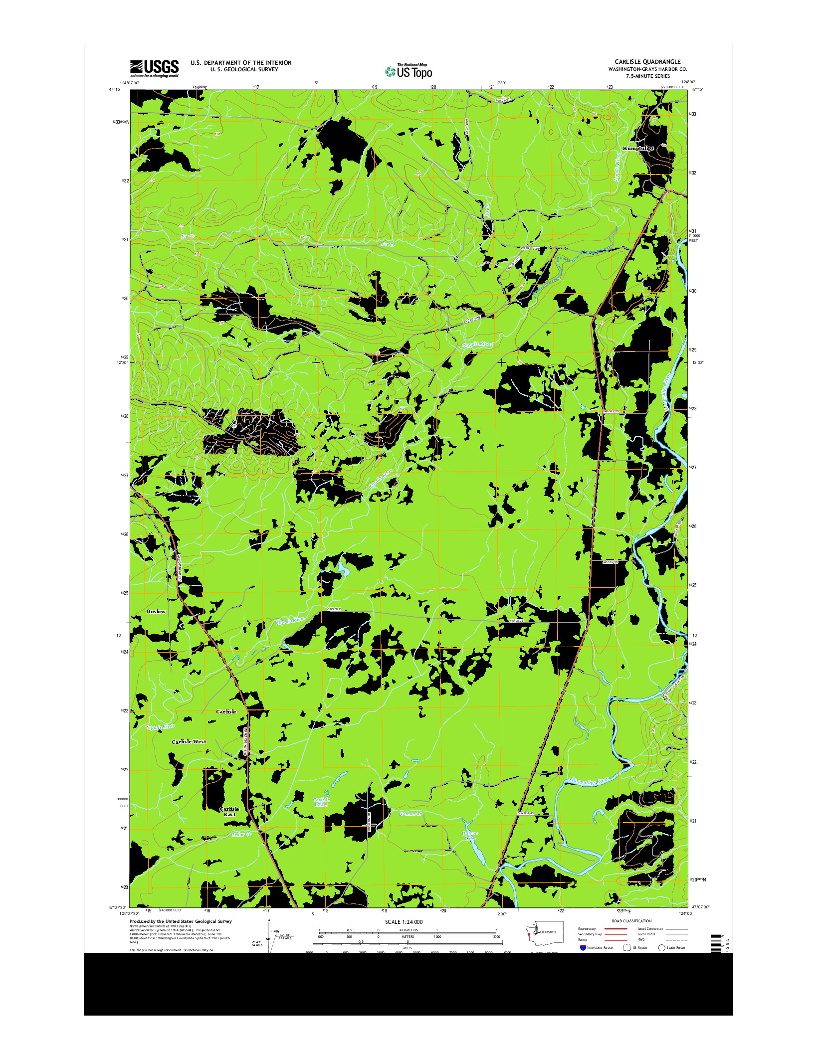 USGS US TOPO 7.5-MINUTE MAP FOR CARLISLE, WA 2014