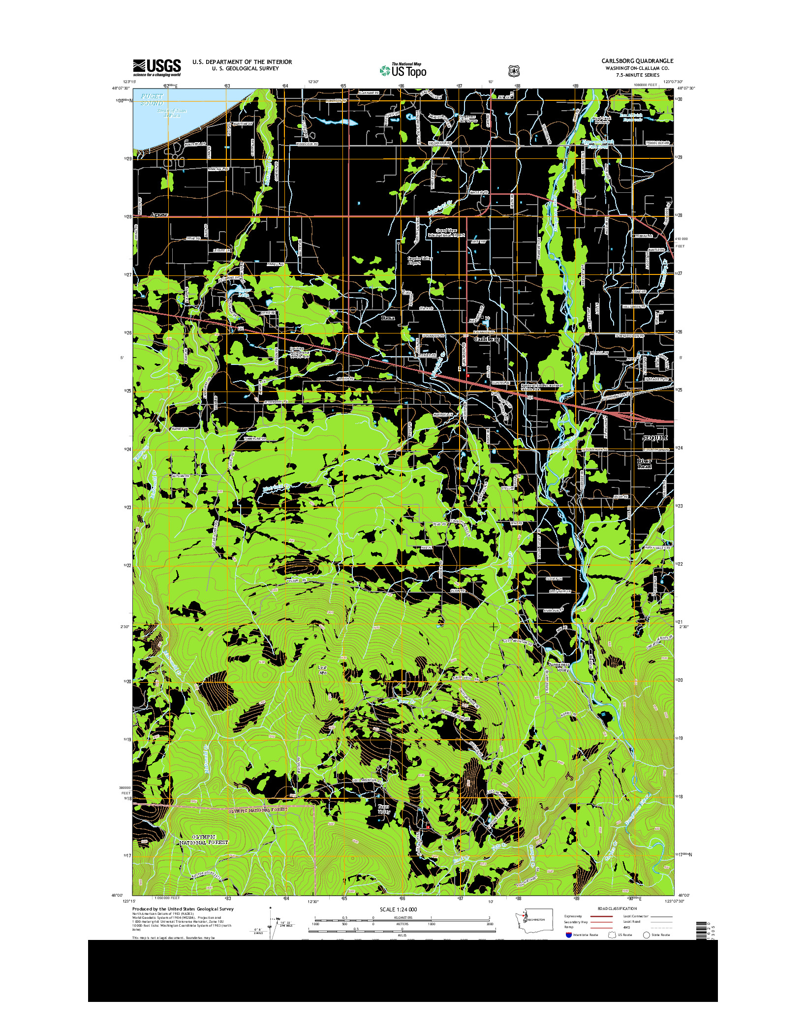 USGS US TOPO 7.5-MINUTE MAP FOR CARLSBORG, WA 2014