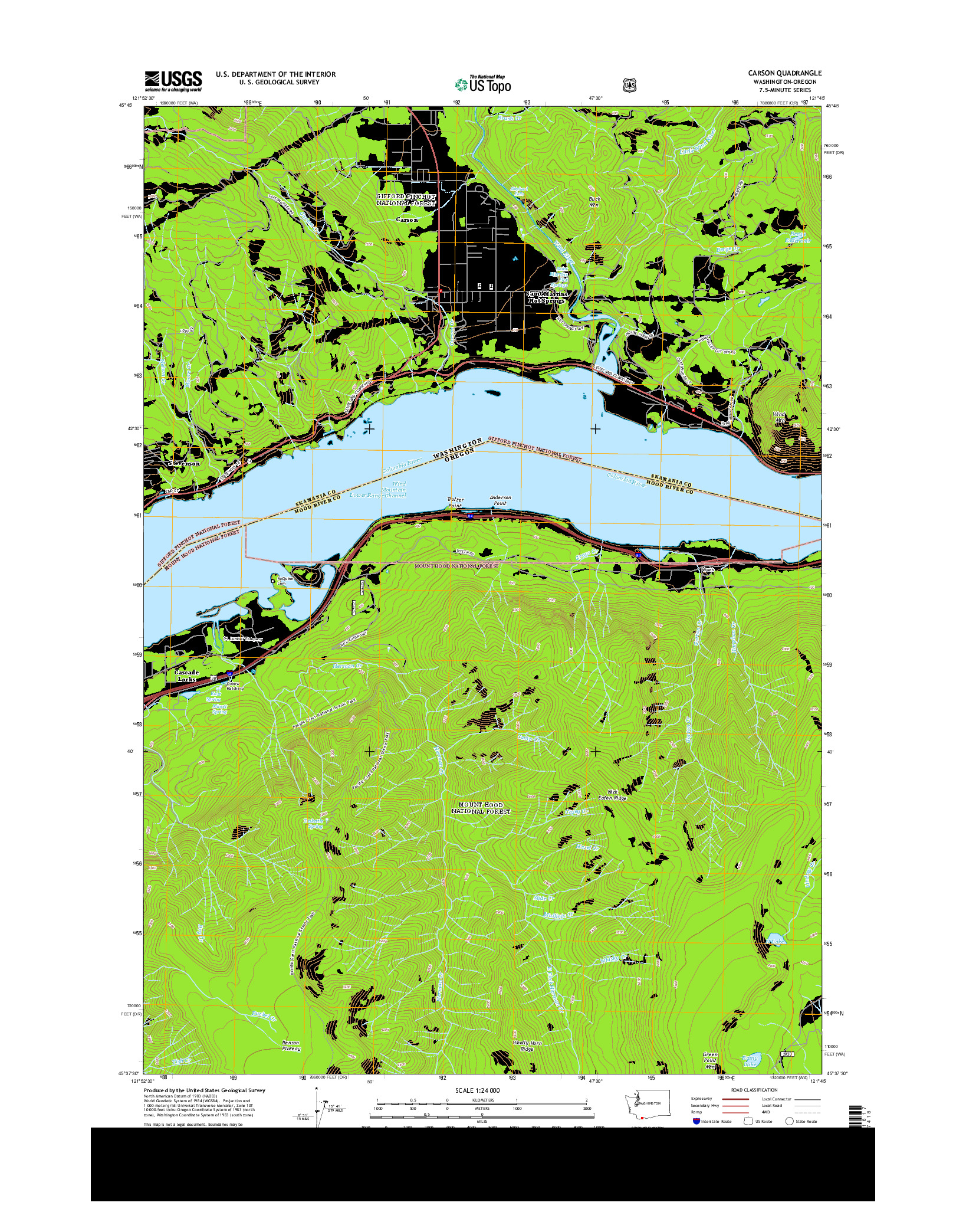 USGS US TOPO 7.5-MINUTE MAP FOR CARSON, WA-OR 2014