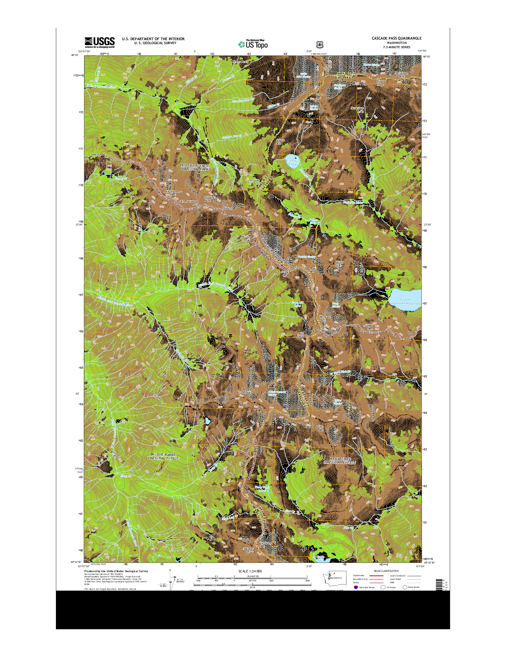 USGS US TOPO 7.5-MINUTE MAP FOR CASCADE PASS, WA 2014