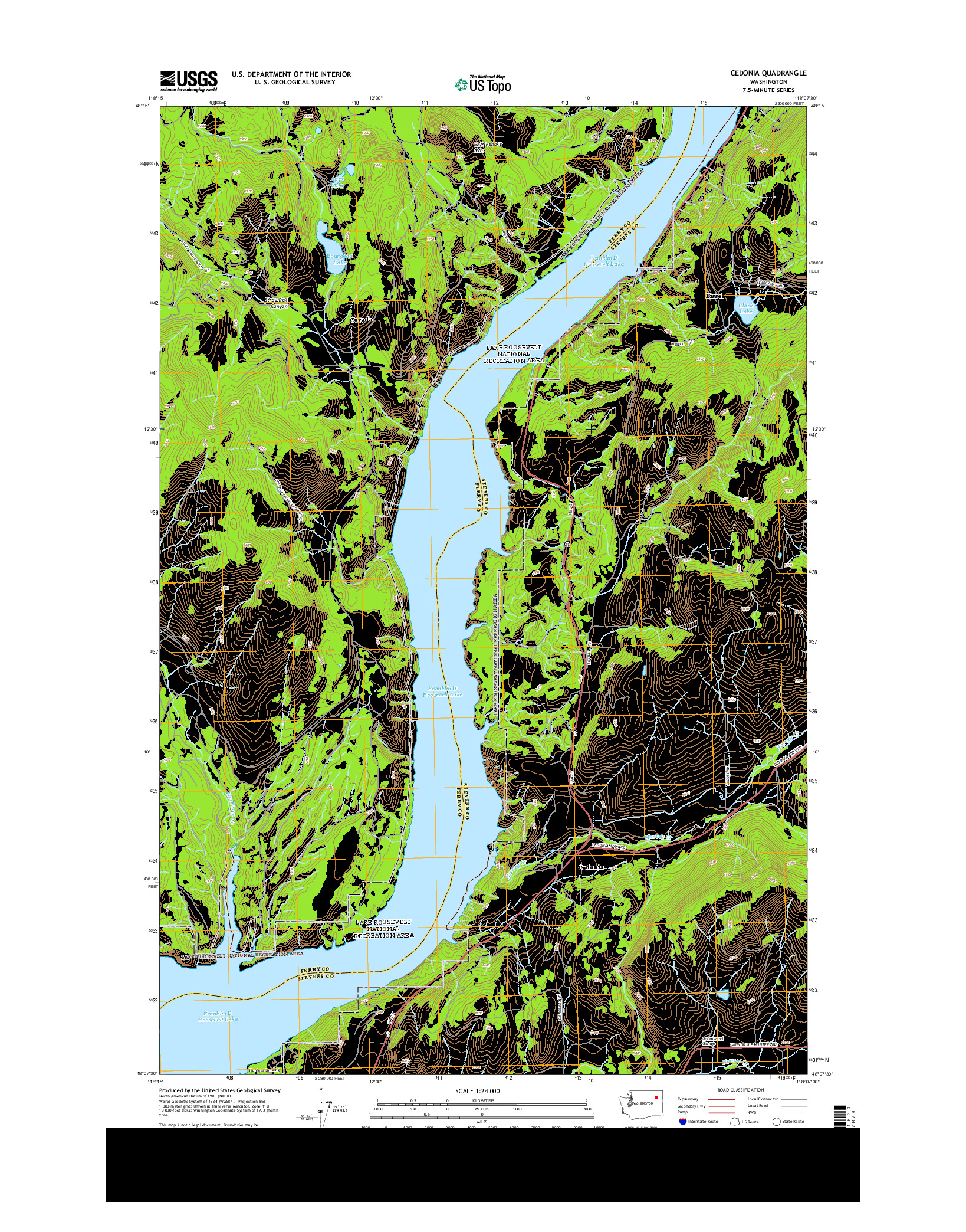 USGS US TOPO 7.5-MINUTE MAP FOR CEDONIA, WA 2014
