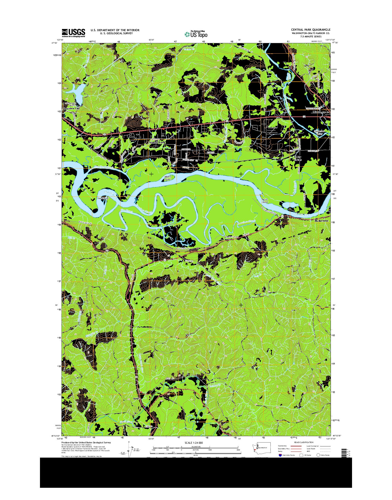 USGS US TOPO 7.5-MINUTE MAP FOR CENTRAL PARK, WA 2014