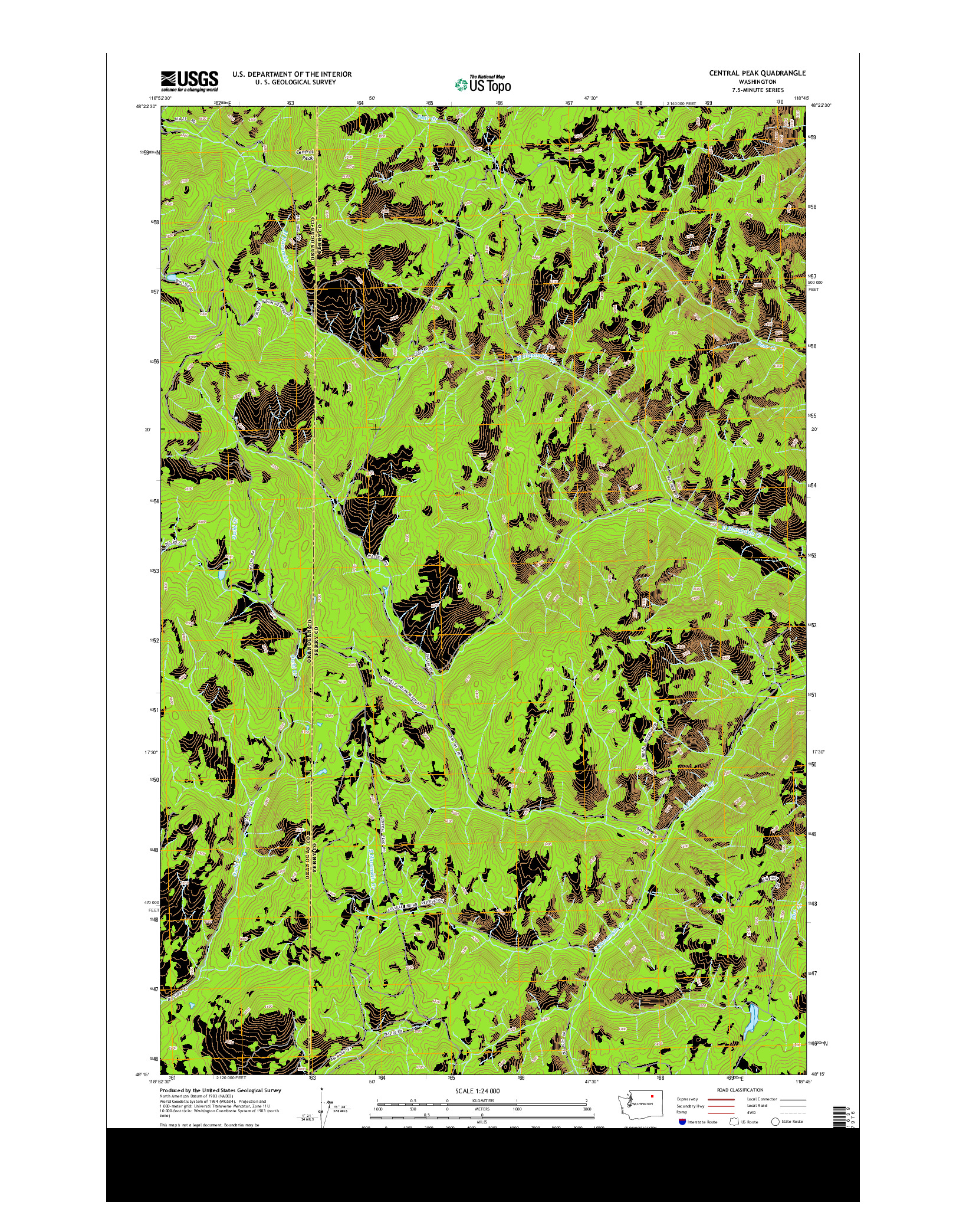 USGS US TOPO 7.5-MINUTE MAP FOR CENTRAL PEAK, WA 2014