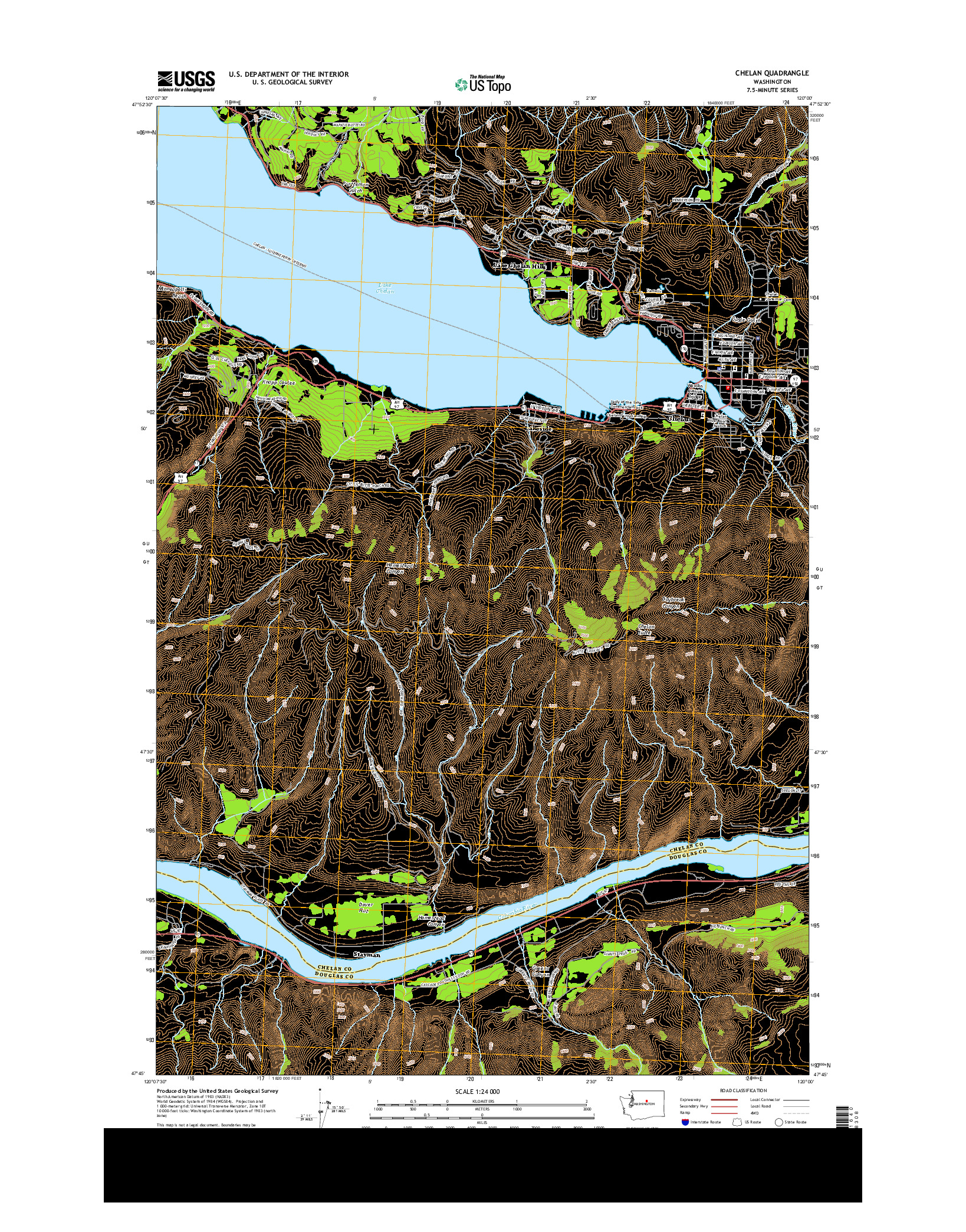 USGS US TOPO 7.5-MINUTE MAP FOR CHELAN, WA 2014