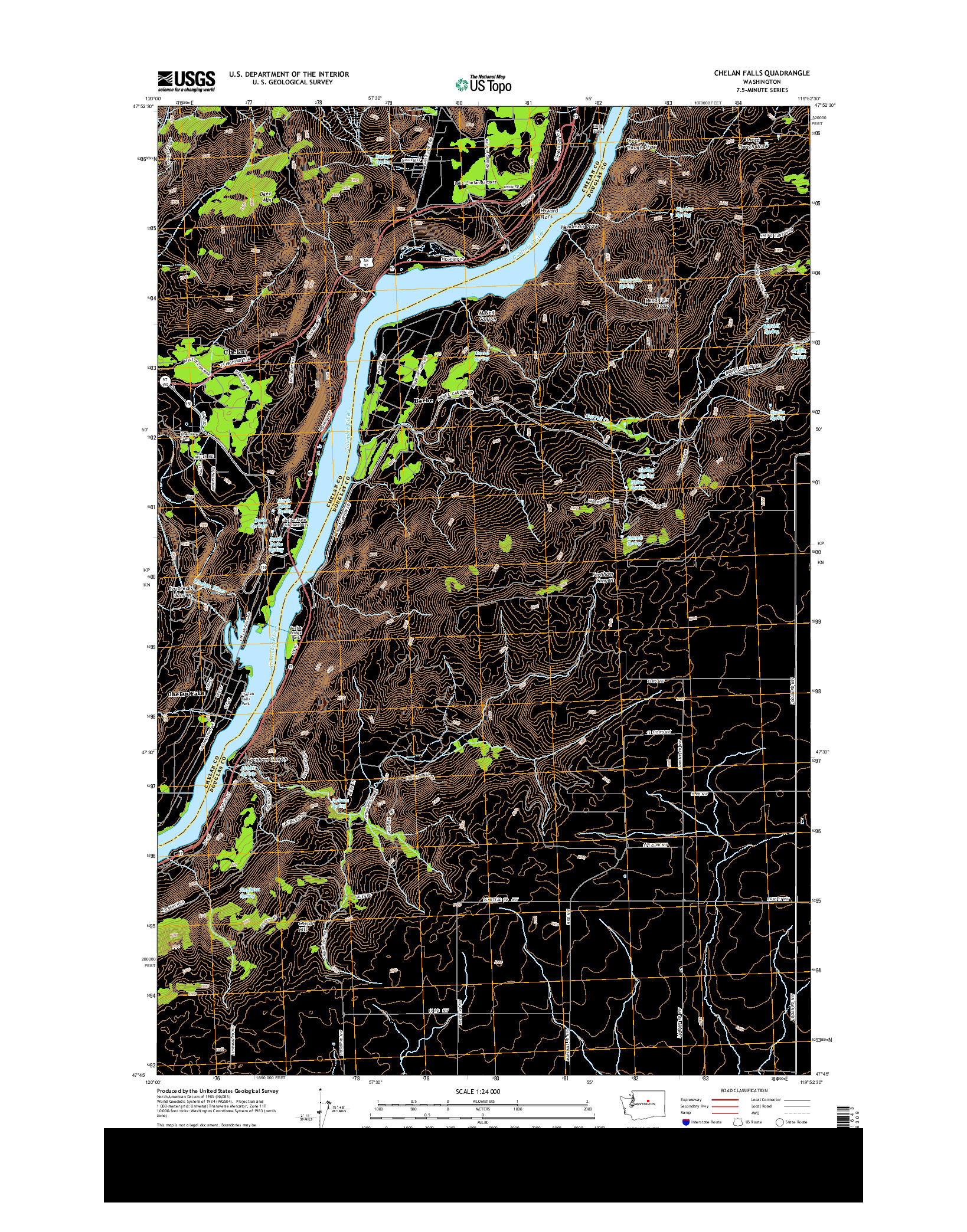 USGS US TOPO 7.5-MINUTE MAP FOR CHELAN FALLS, WA 2014