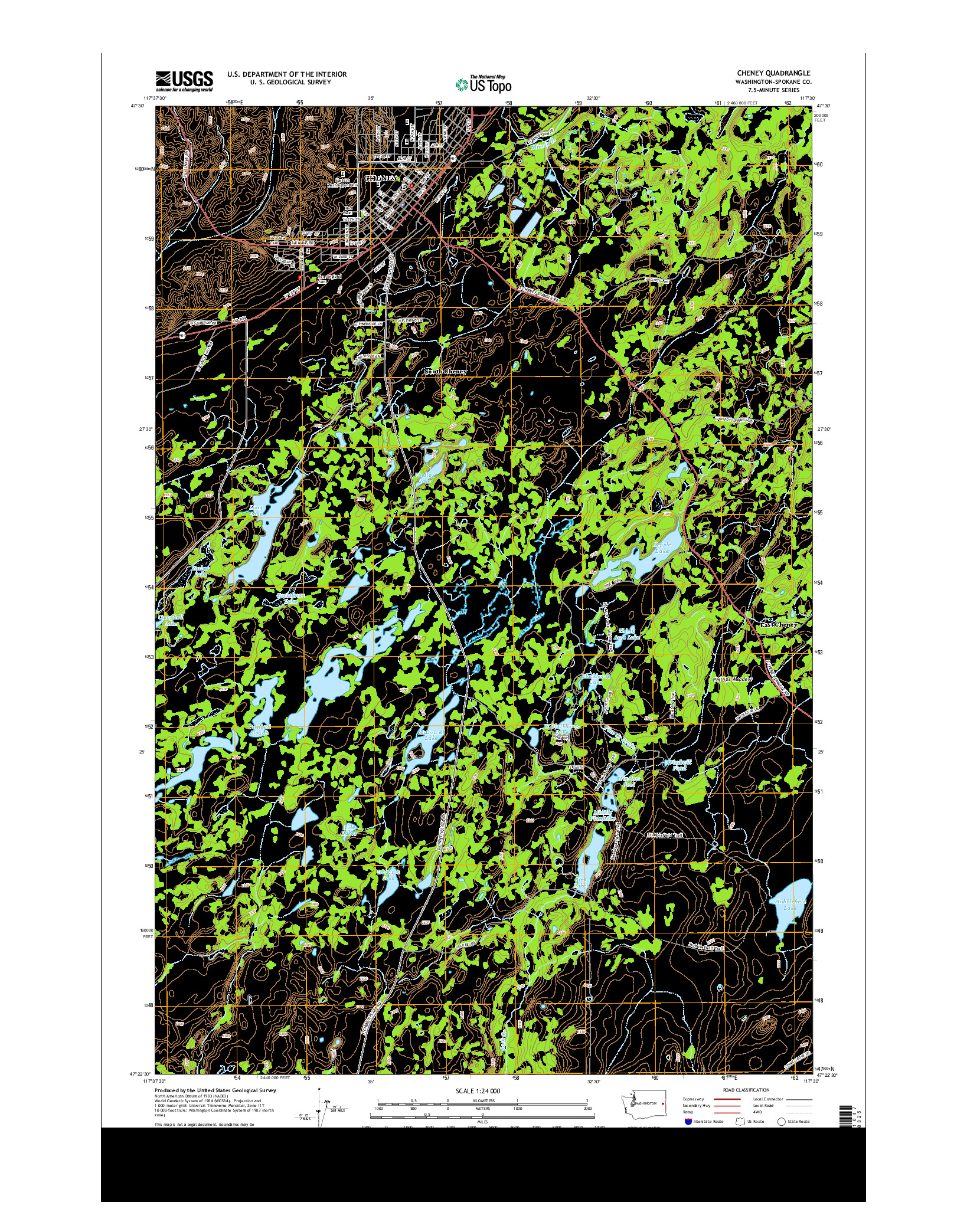 USGS US TOPO 7.5-MINUTE MAP FOR CHENEY, WA 2014