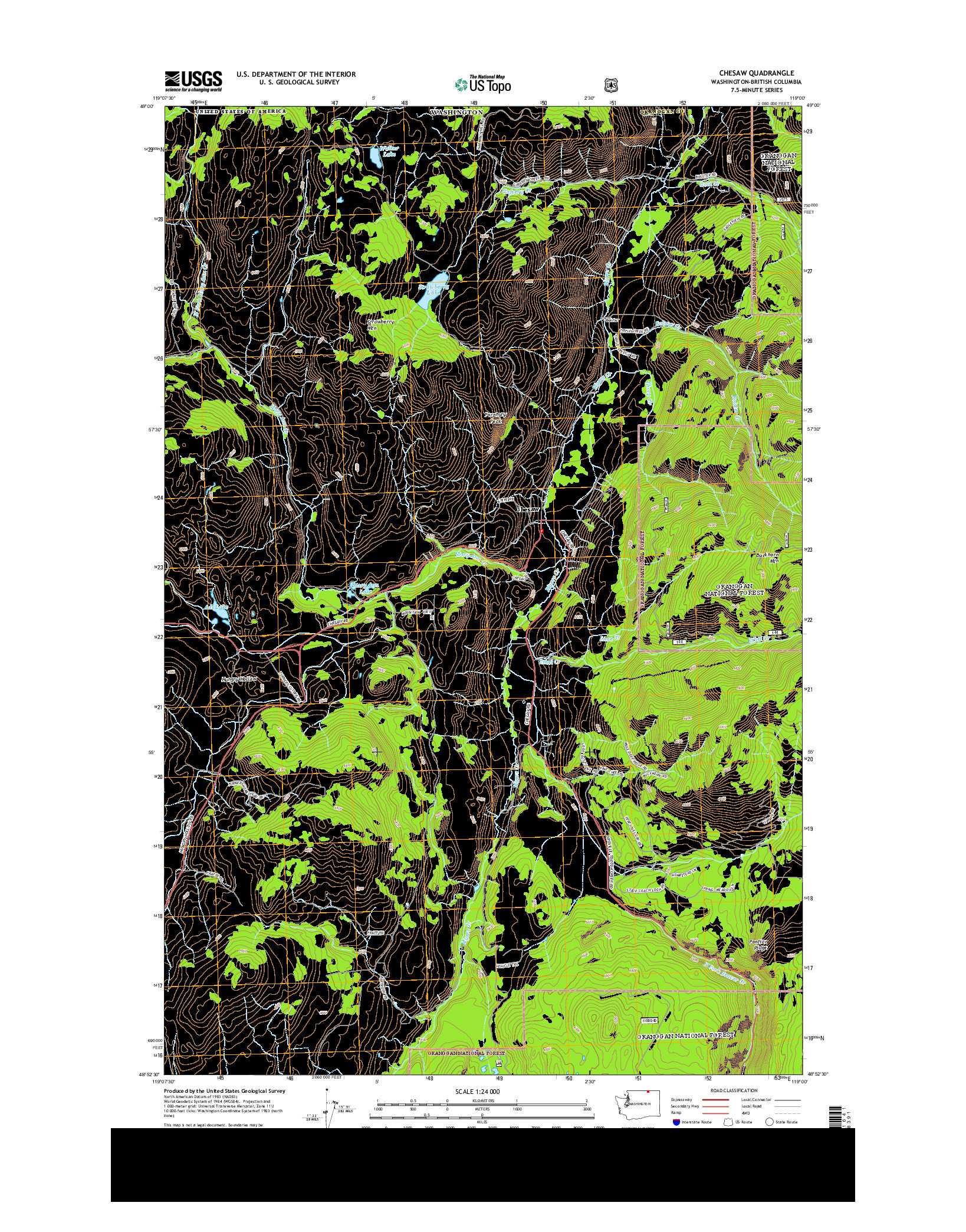 USGS US TOPO 7.5-MINUTE MAP FOR CHESAW, WA-BC 2014