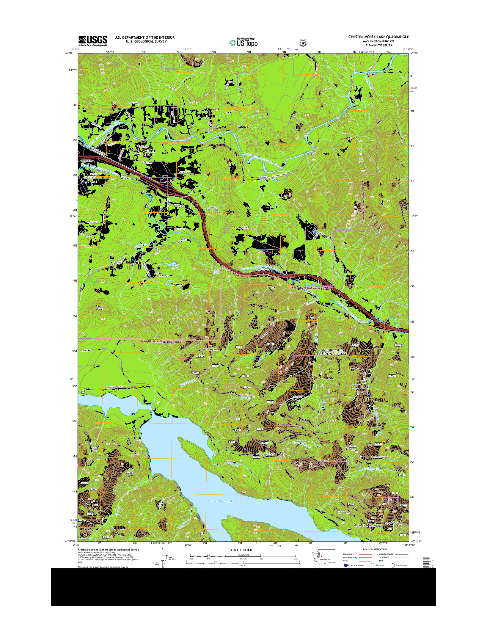 USGS US TOPO 7.5-MINUTE MAP FOR CHESTER MORSE LAKE, WA 2014
