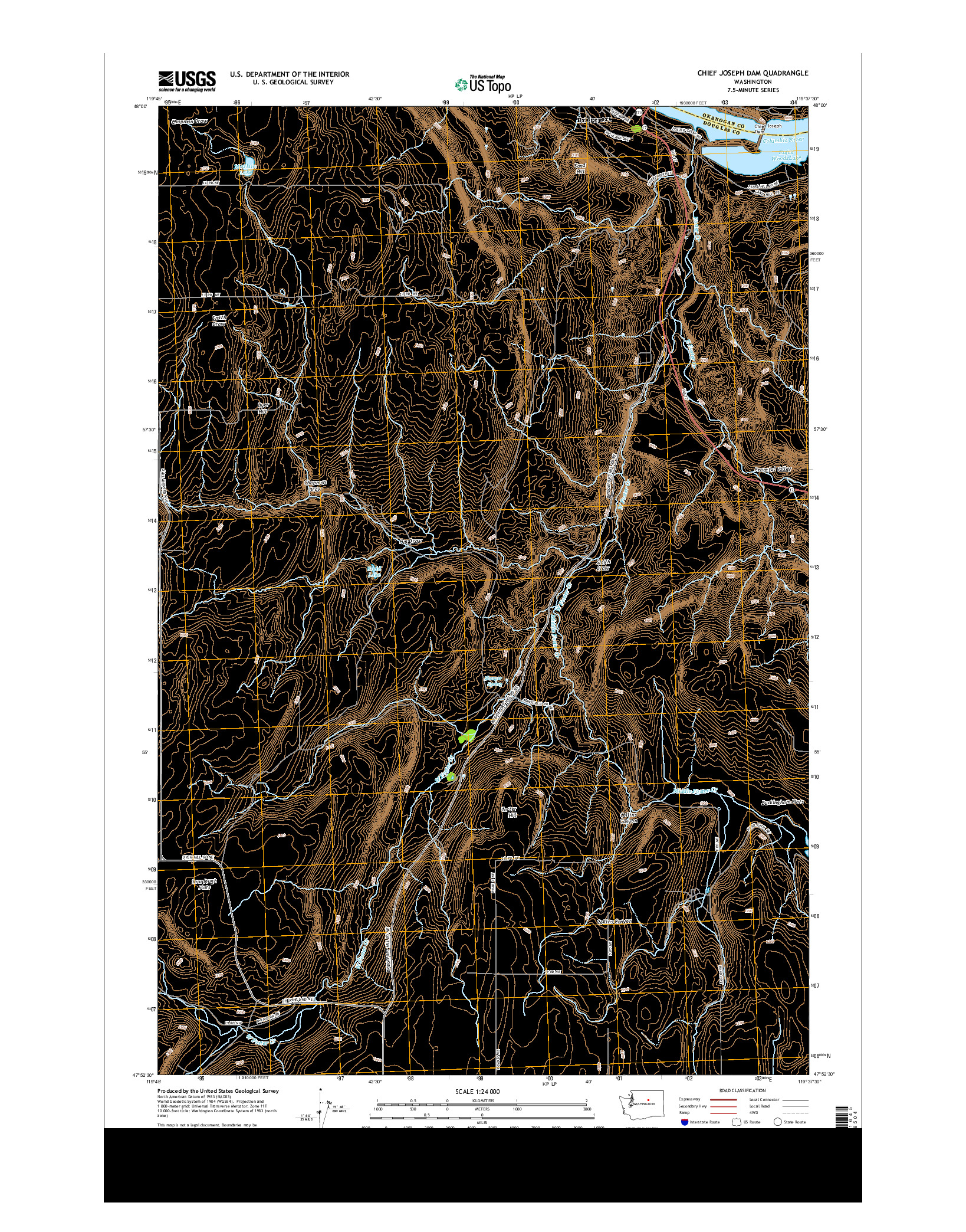 USGS US TOPO 7.5-MINUTE MAP FOR CHIEF JOSEPH DAM, WA 2014