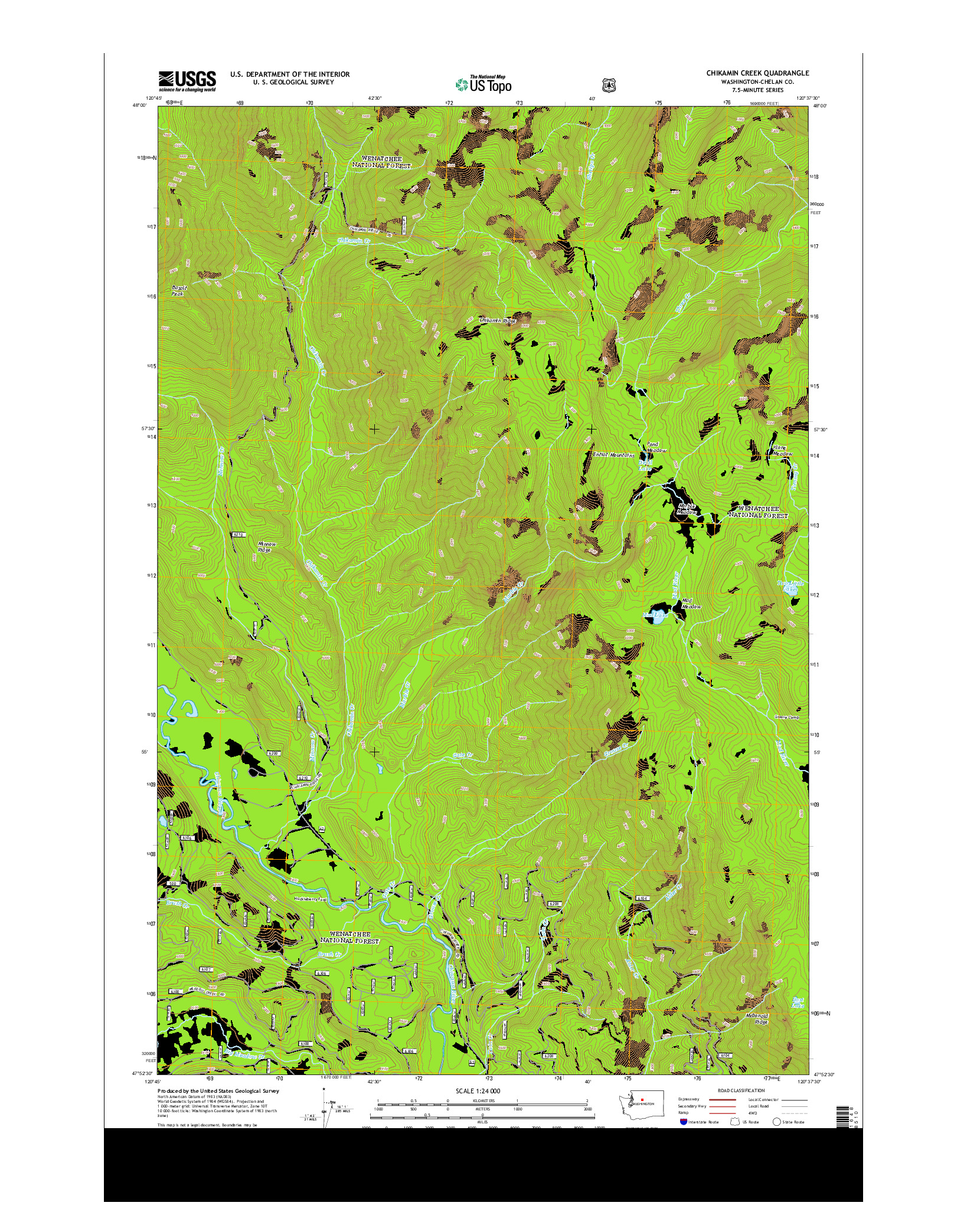 USGS US TOPO 7.5-MINUTE MAP FOR CHIKAMIN CREEK, WA 2014