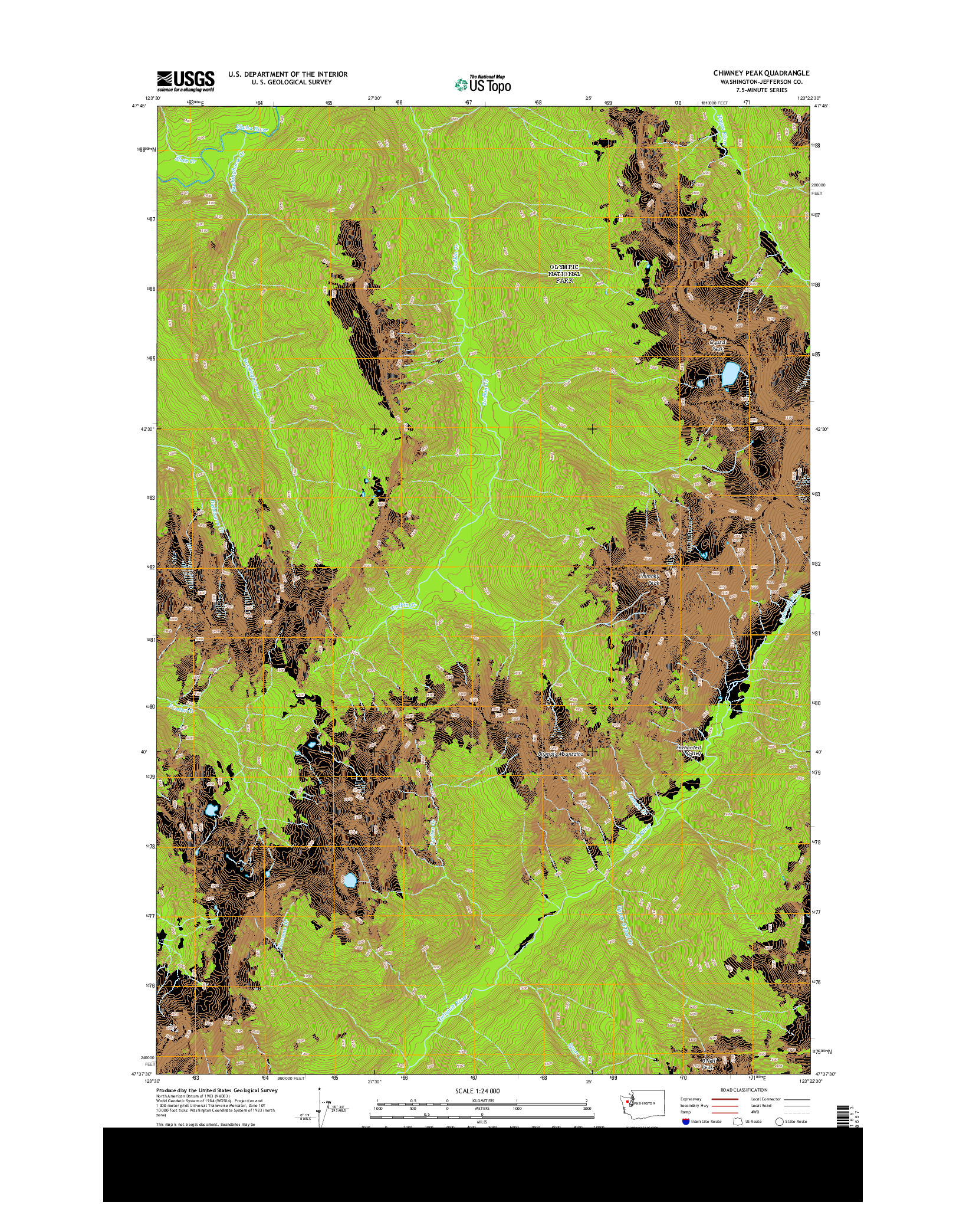 USGS US TOPO 7.5-MINUTE MAP FOR CHIMNEY PEAK, WA 2014