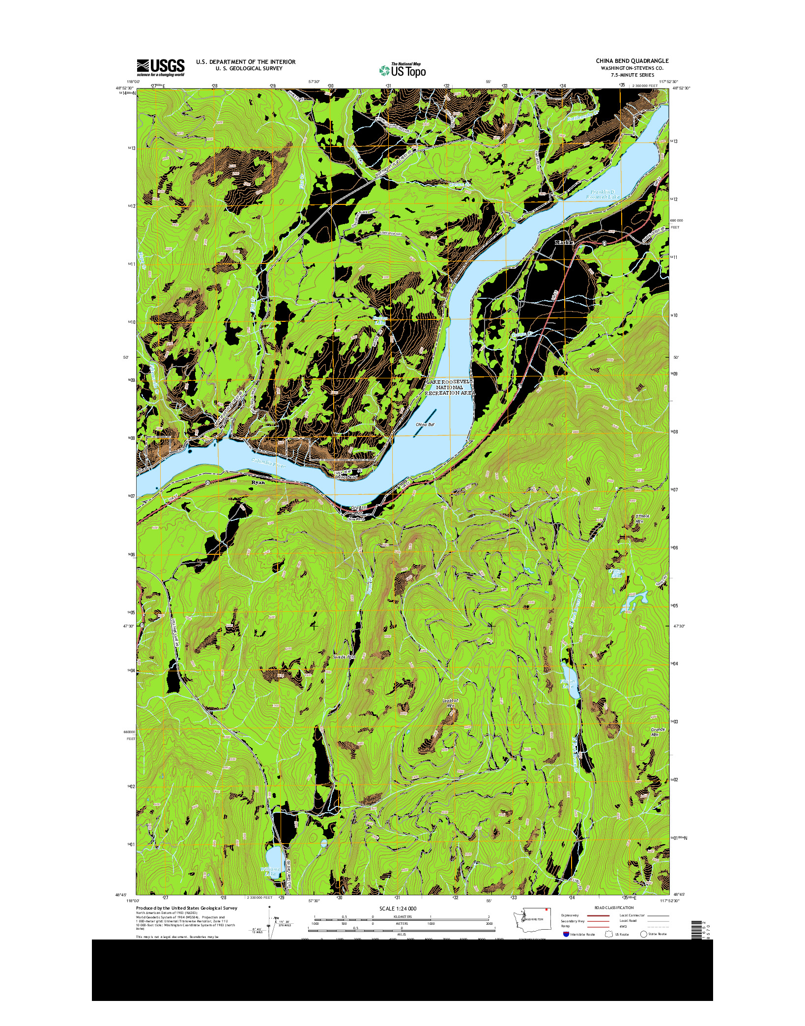 USGS US TOPO 7.5-MINUTE MAP FOR CHINA BEND, WA 2014