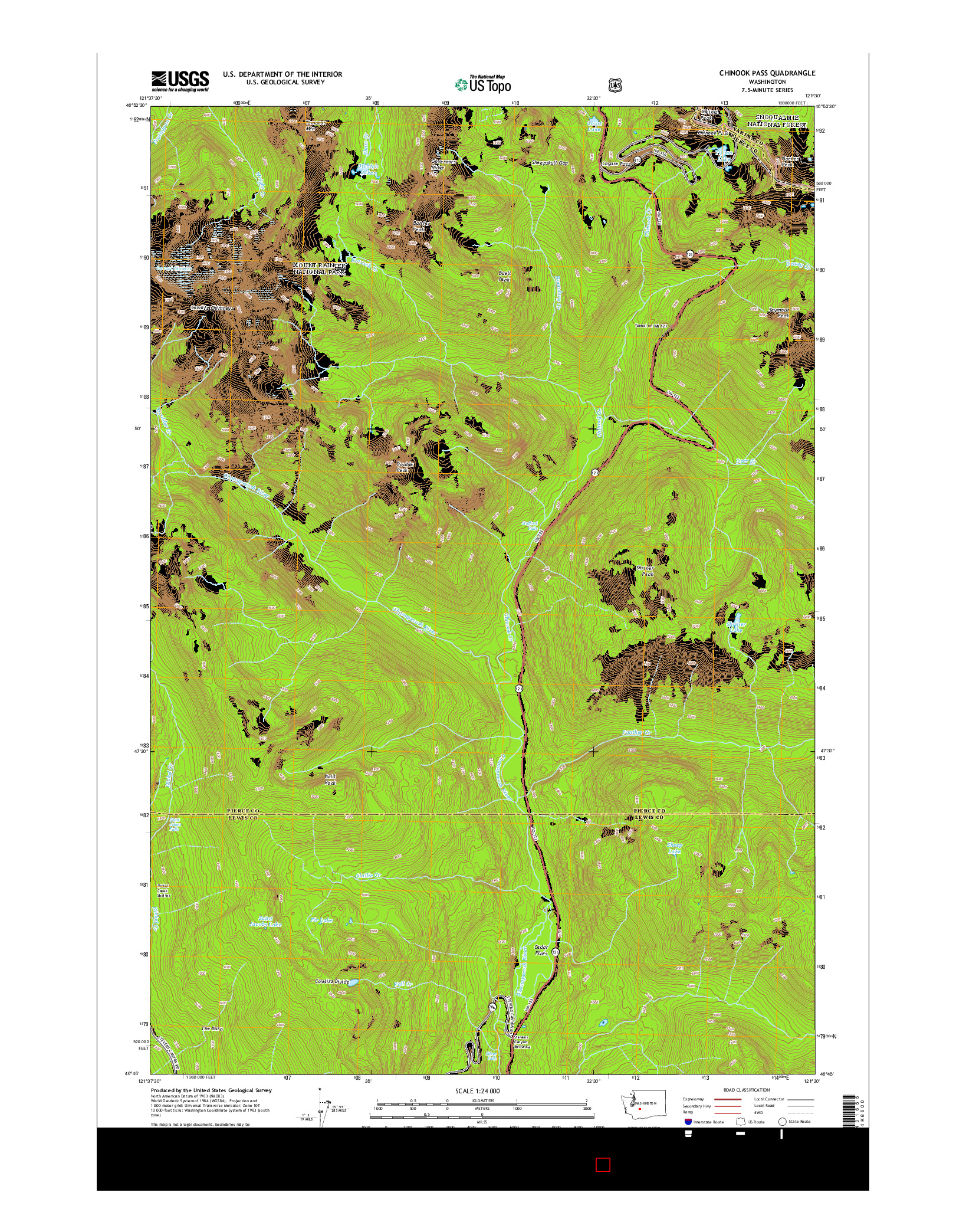 USGS US TOPO 7.5-MINUTE MAP FOR CHINOOK PASS, WA 2014