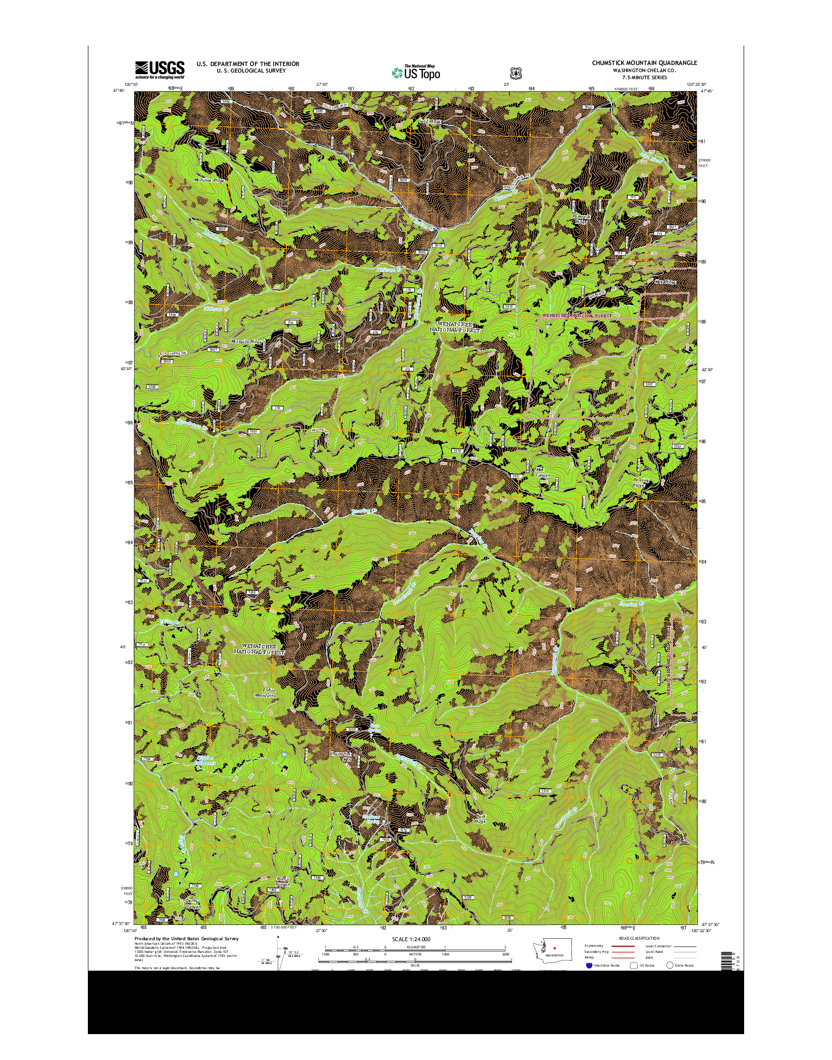 USGS US TOPO 7.5-MINUTE MAP FOR CHUMSTICK MOUNTAIN, WA 2014