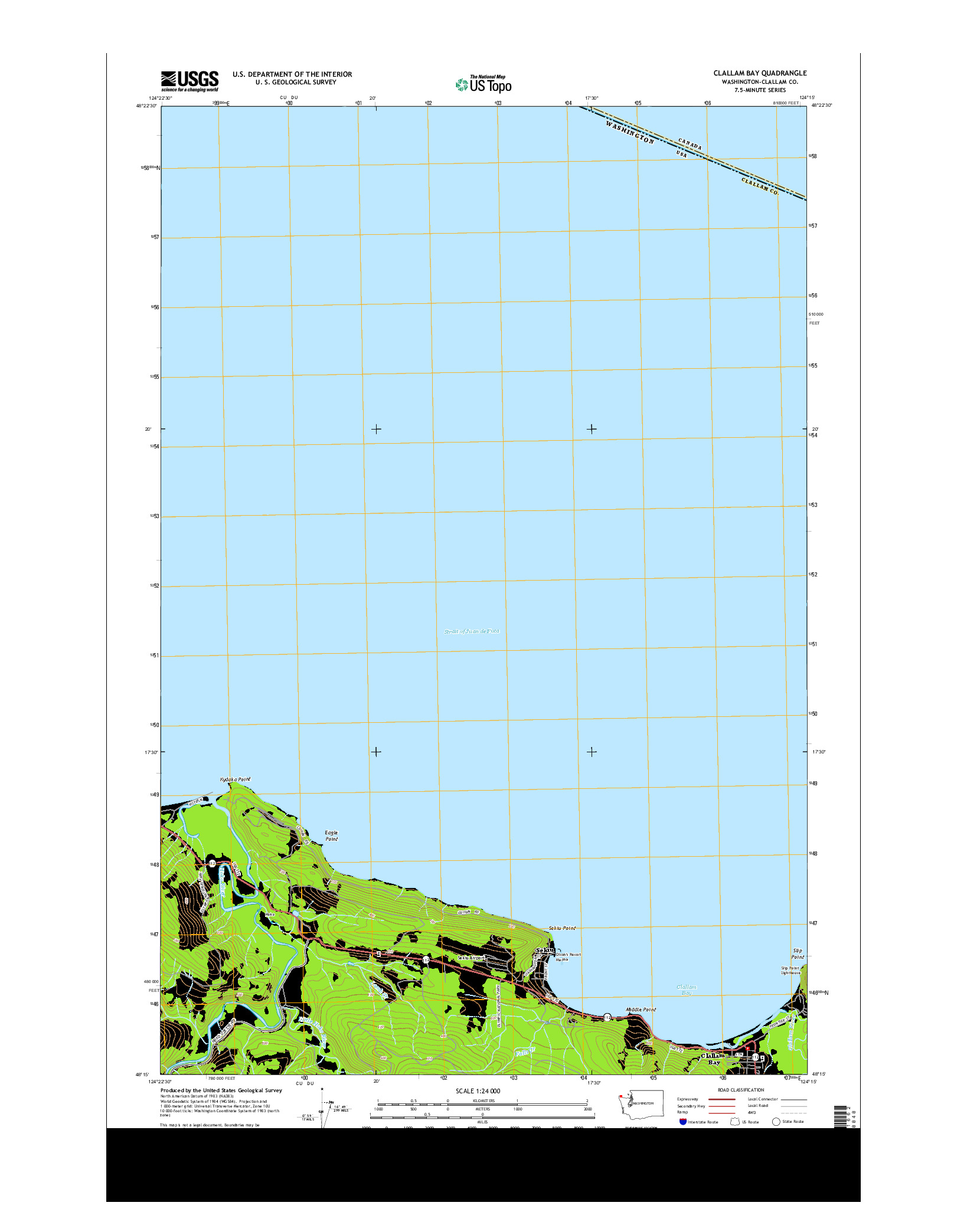 USGS US TOPO 7.5-MINUTE MAP FOR CLALLAM BAY, WA 2014