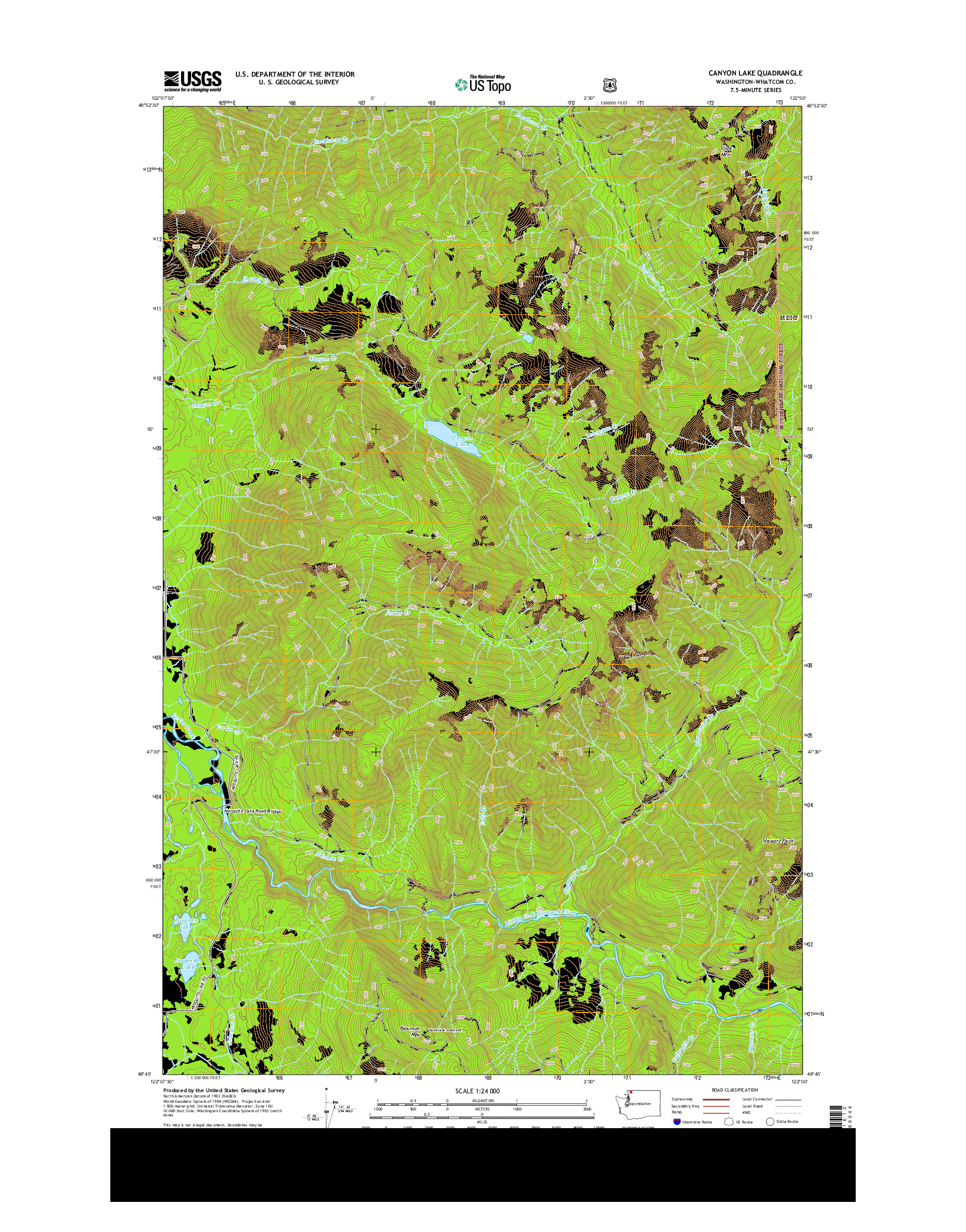 USGS US TOPO 7.5-MINUTE MAP FOR CANYON LAKE, WA 2014