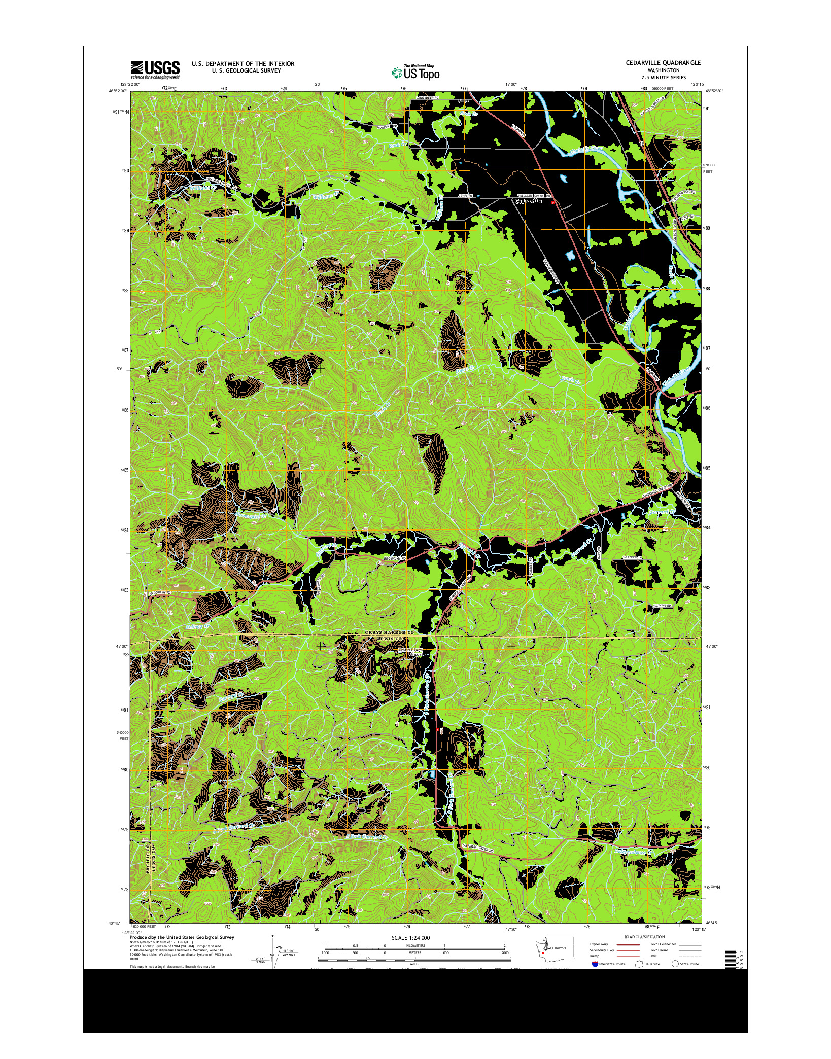 USGS US TOPO 7.5-MINUTE MAP FOR CEDARVILLE, WA 2014