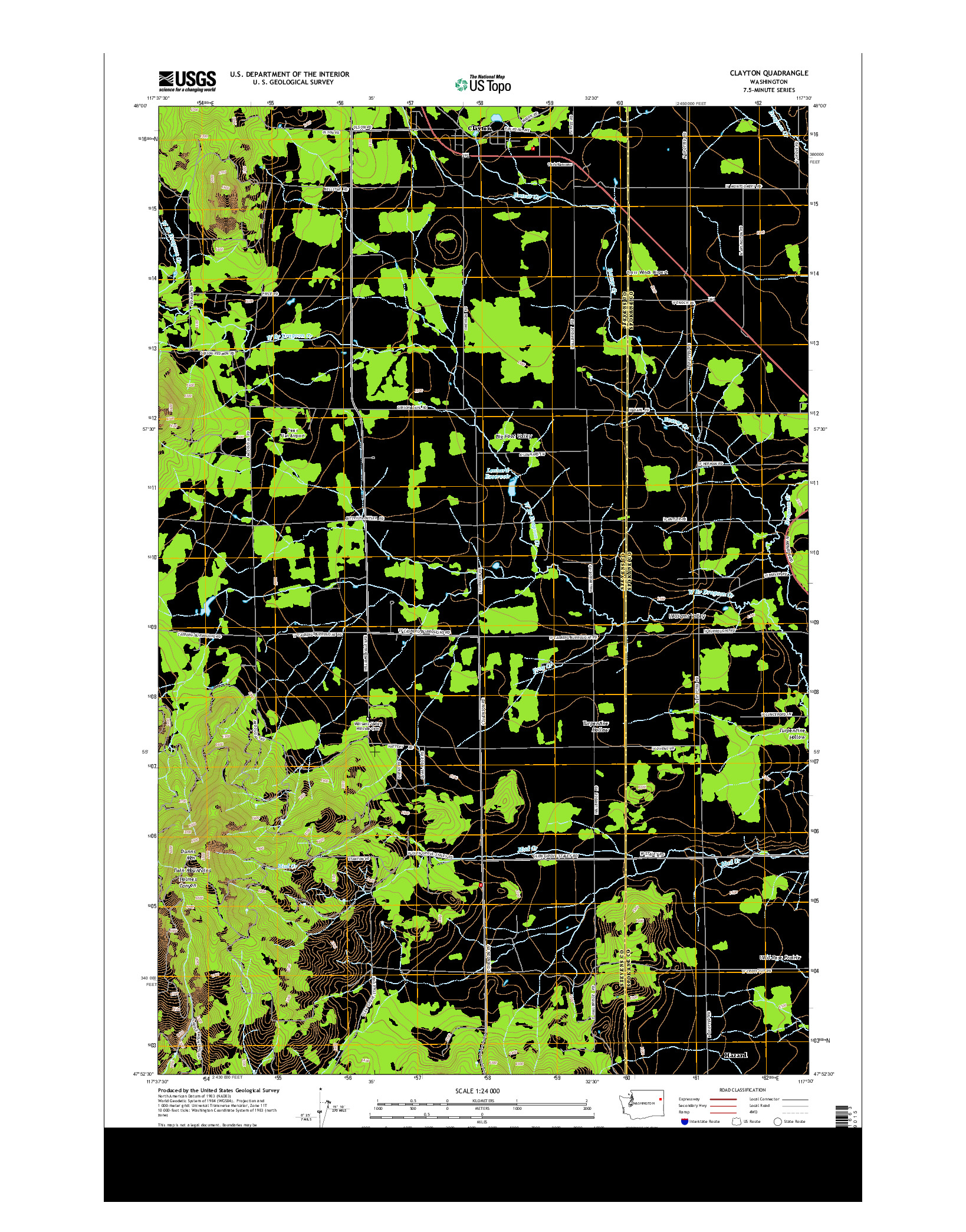 USGS US TOPO 7.5-MINUTE MAP FOR CLAYTON, WA 2014