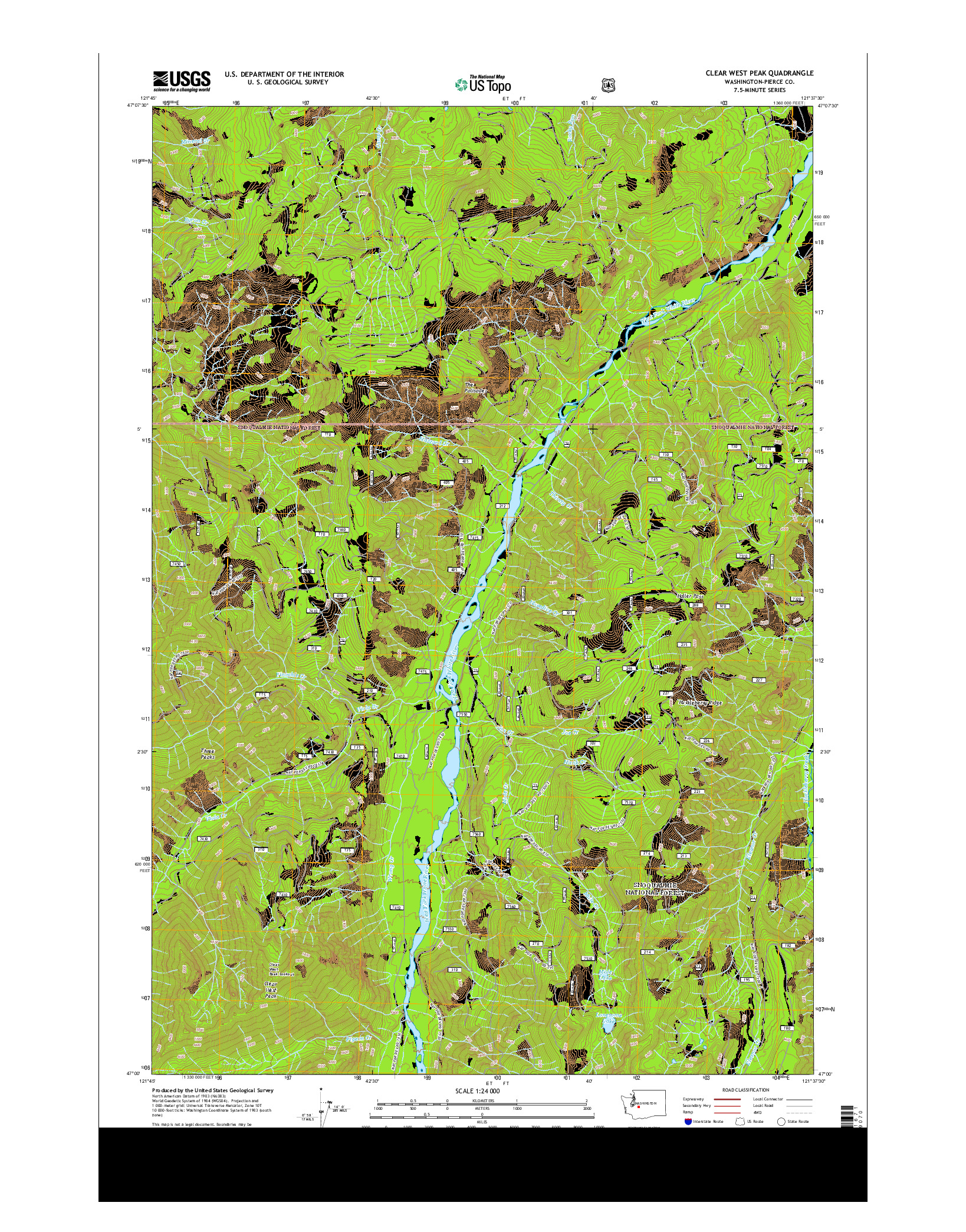 USGS US TOPO 7.5-MINUTE MAP FOR CLEAR WEST PEAK, WA 2014