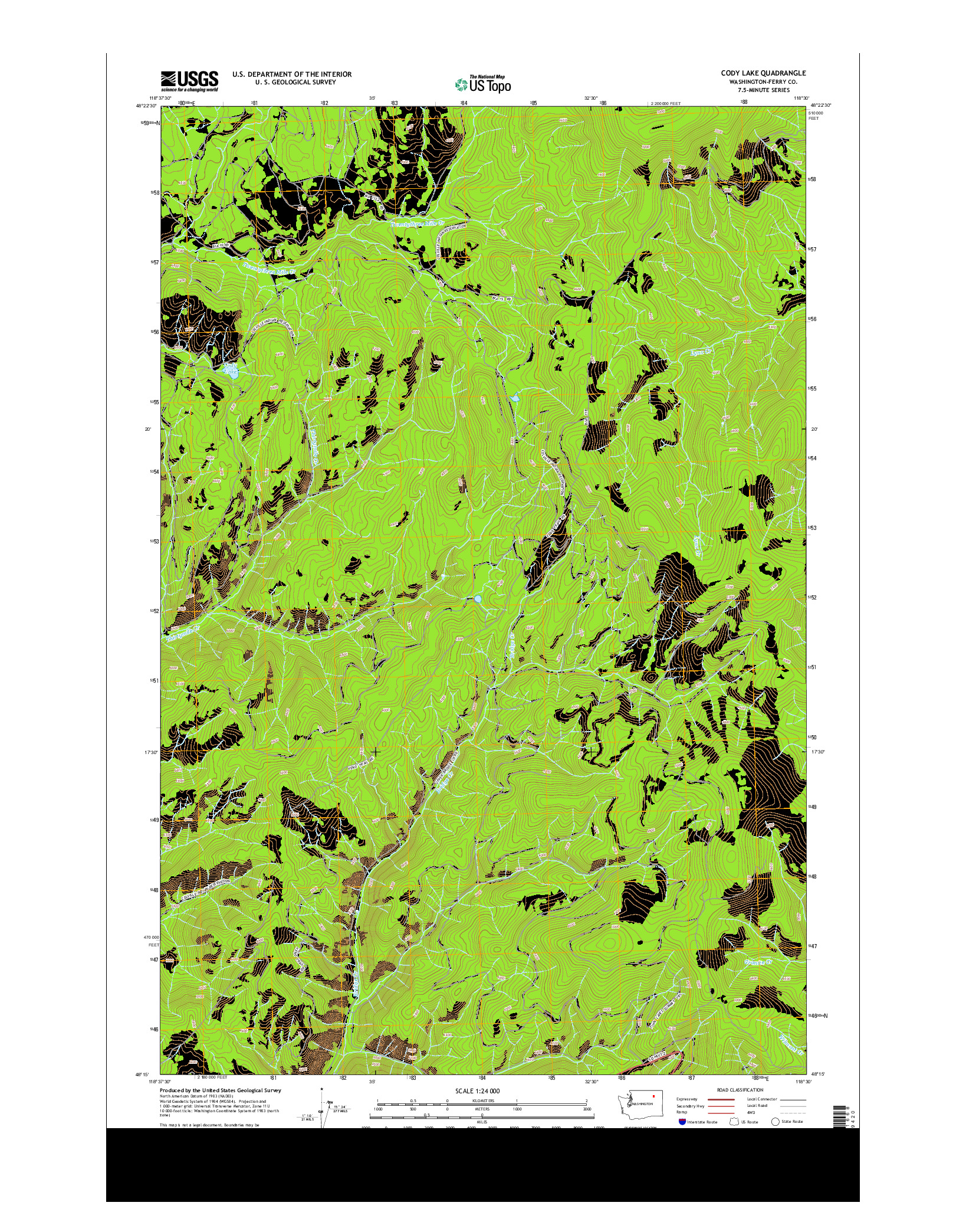 USGS US TOPO 7.5-MINUTE MAP FOR CODY LAKE, WA 2014