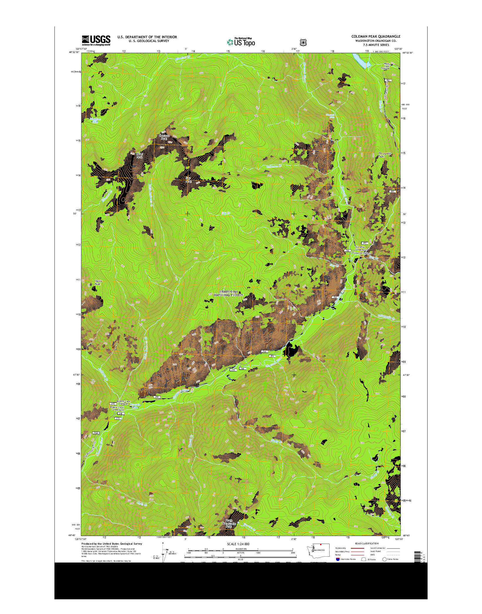 USGS US TOPO 7.5-MINUTE MAP FOR COLEMAN PEAK, WA 2014